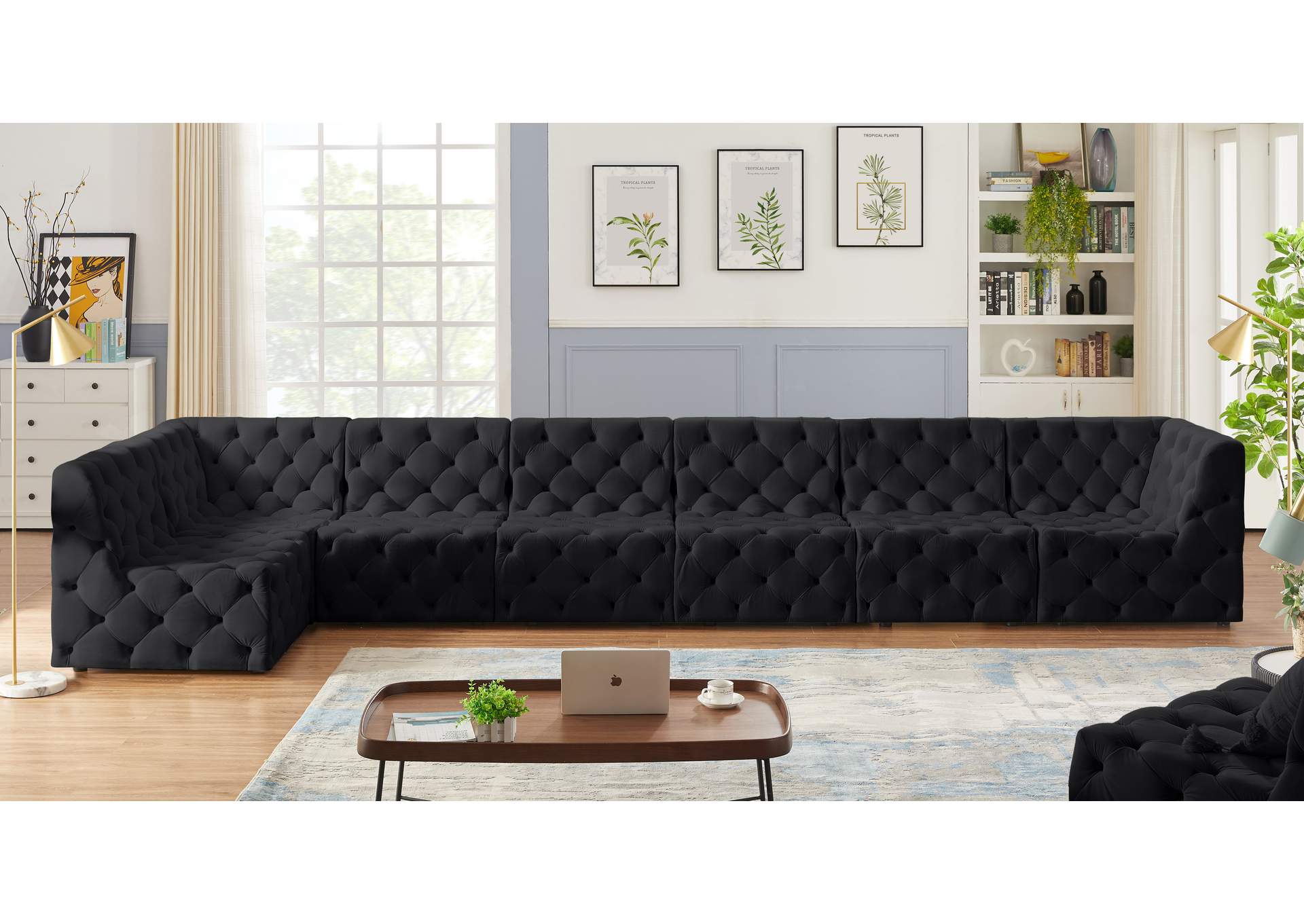 Tuft Black Velvet Modular Sectional
