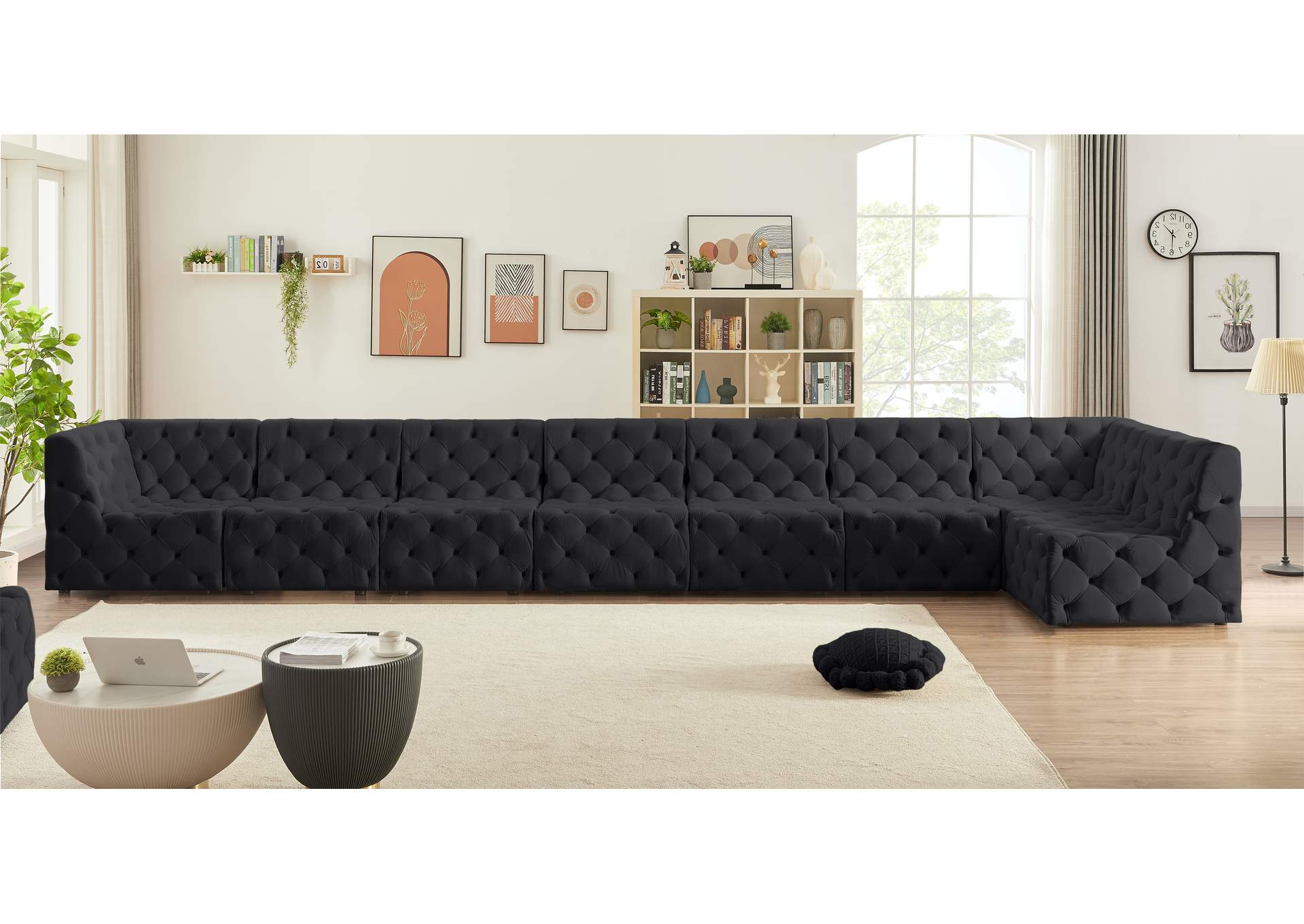 Tuft Black Velvet Modular Sectional