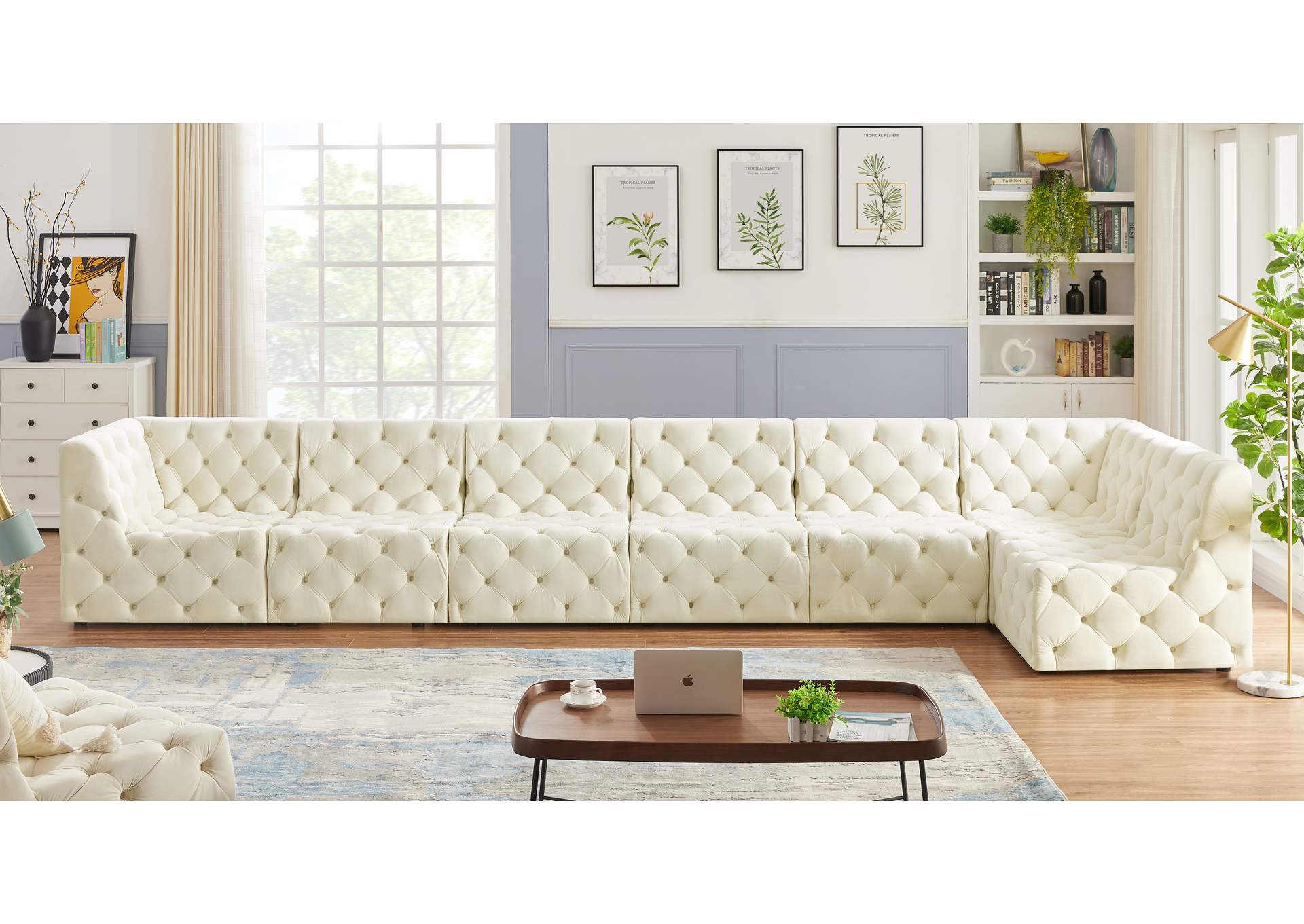 Tuft Cream Velvet Modular Sectional