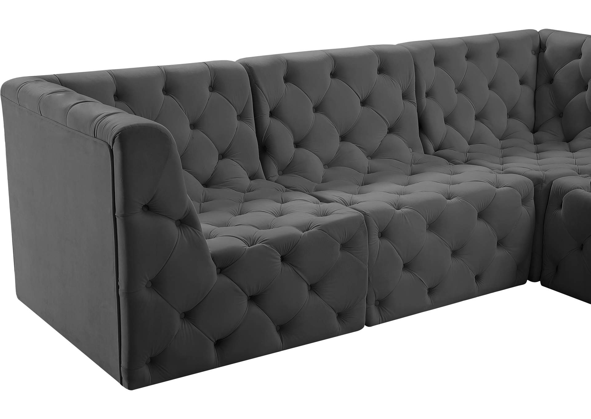 Tuft Grey Velvet Modular Sectional