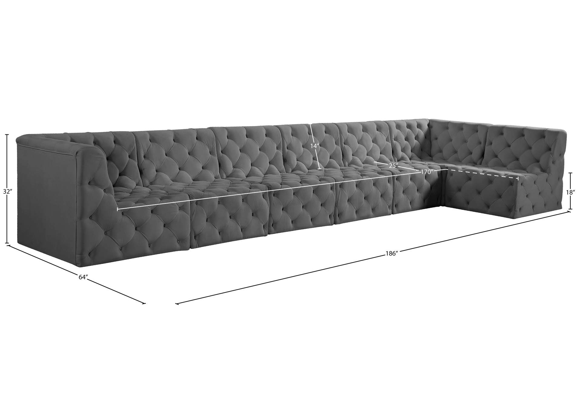 Tuft Grey Velvet Modular Sectional