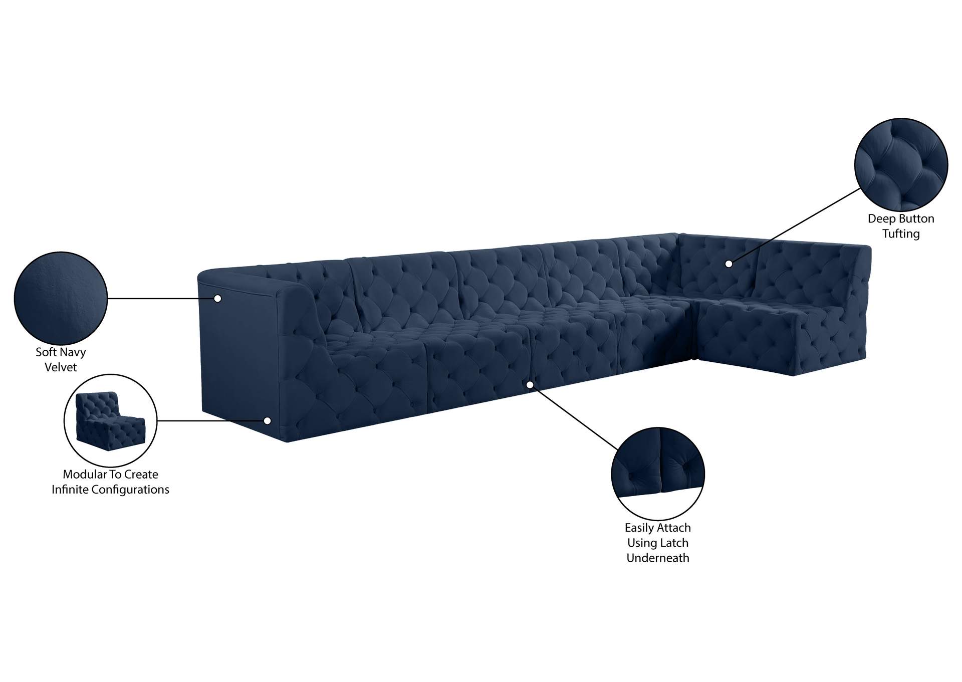 Tuft Navy Velvet Modular Sectional