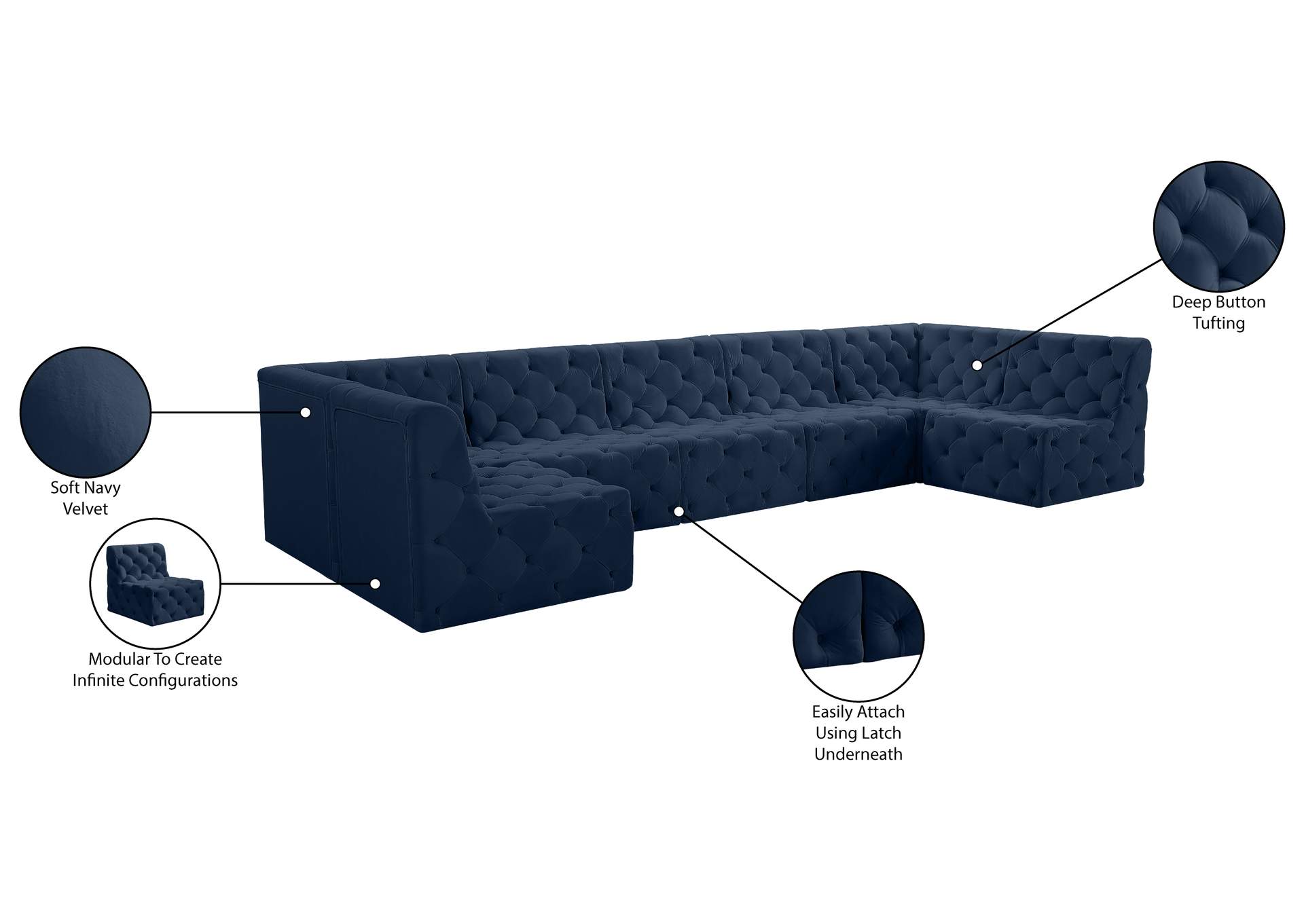 Tuft Navy Velvet Modular Sectional