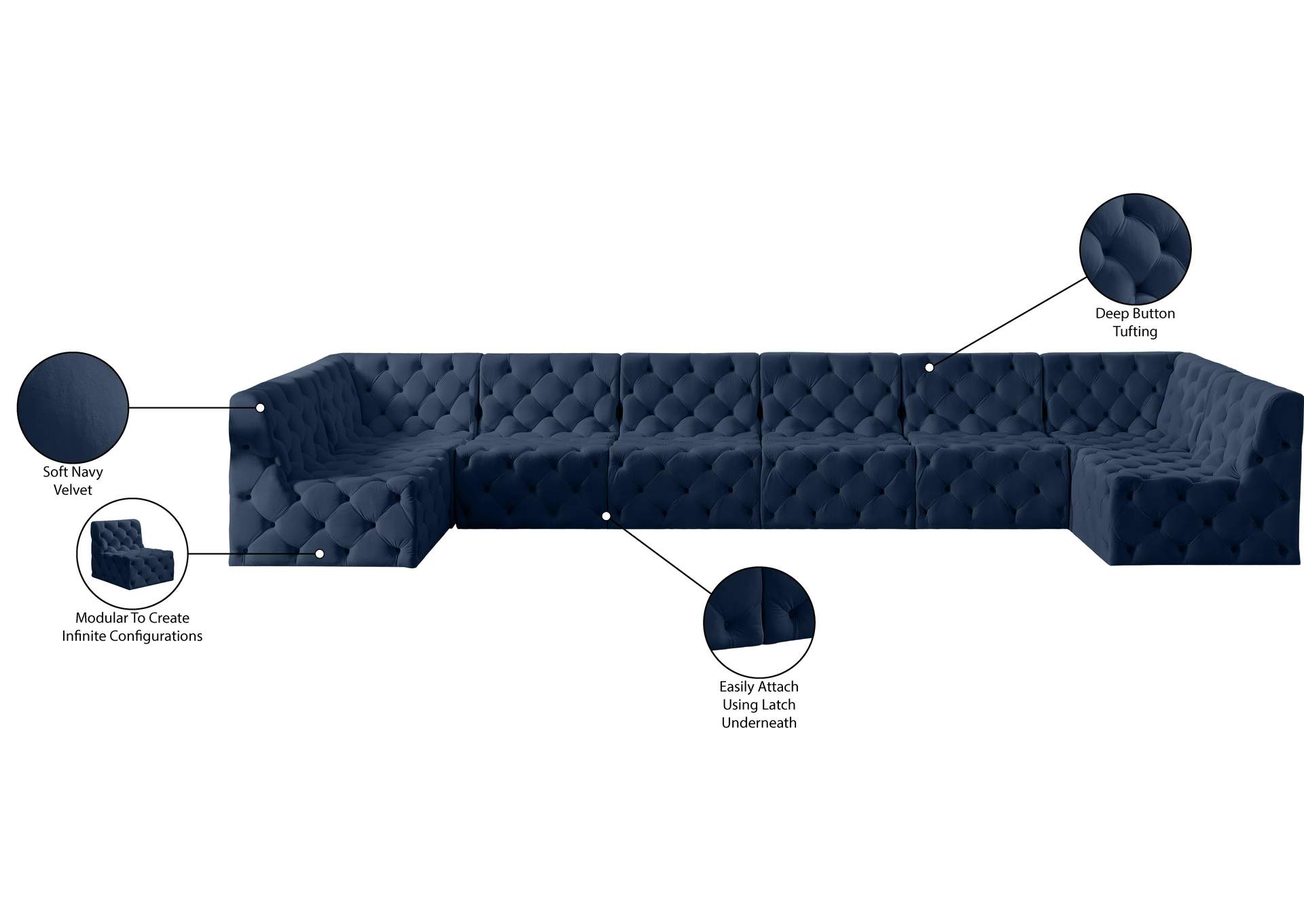Tuft Navy Velvet Modular Sectional