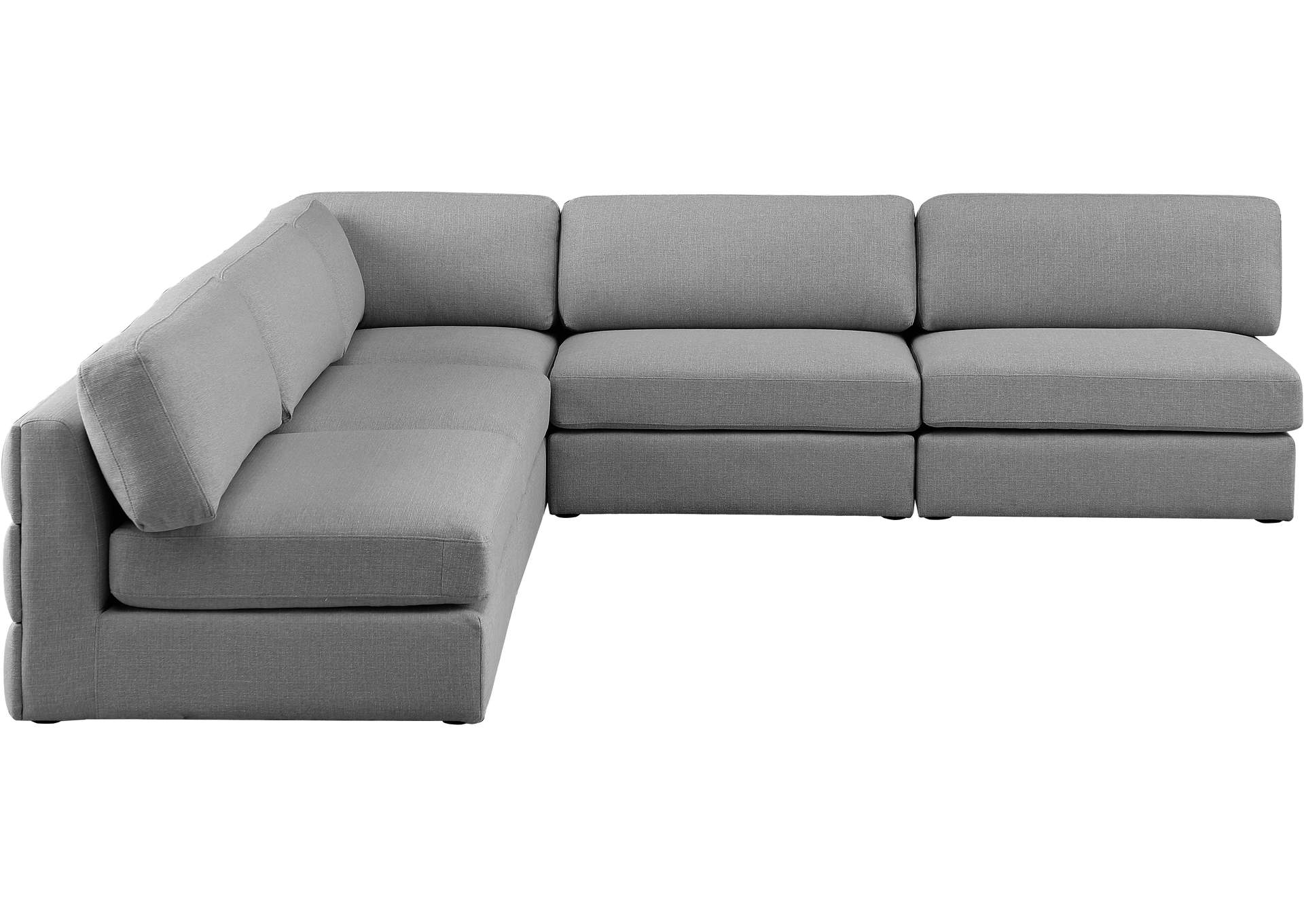 Beckham Grey Durable Linen Textured Fabric Modular Sectional