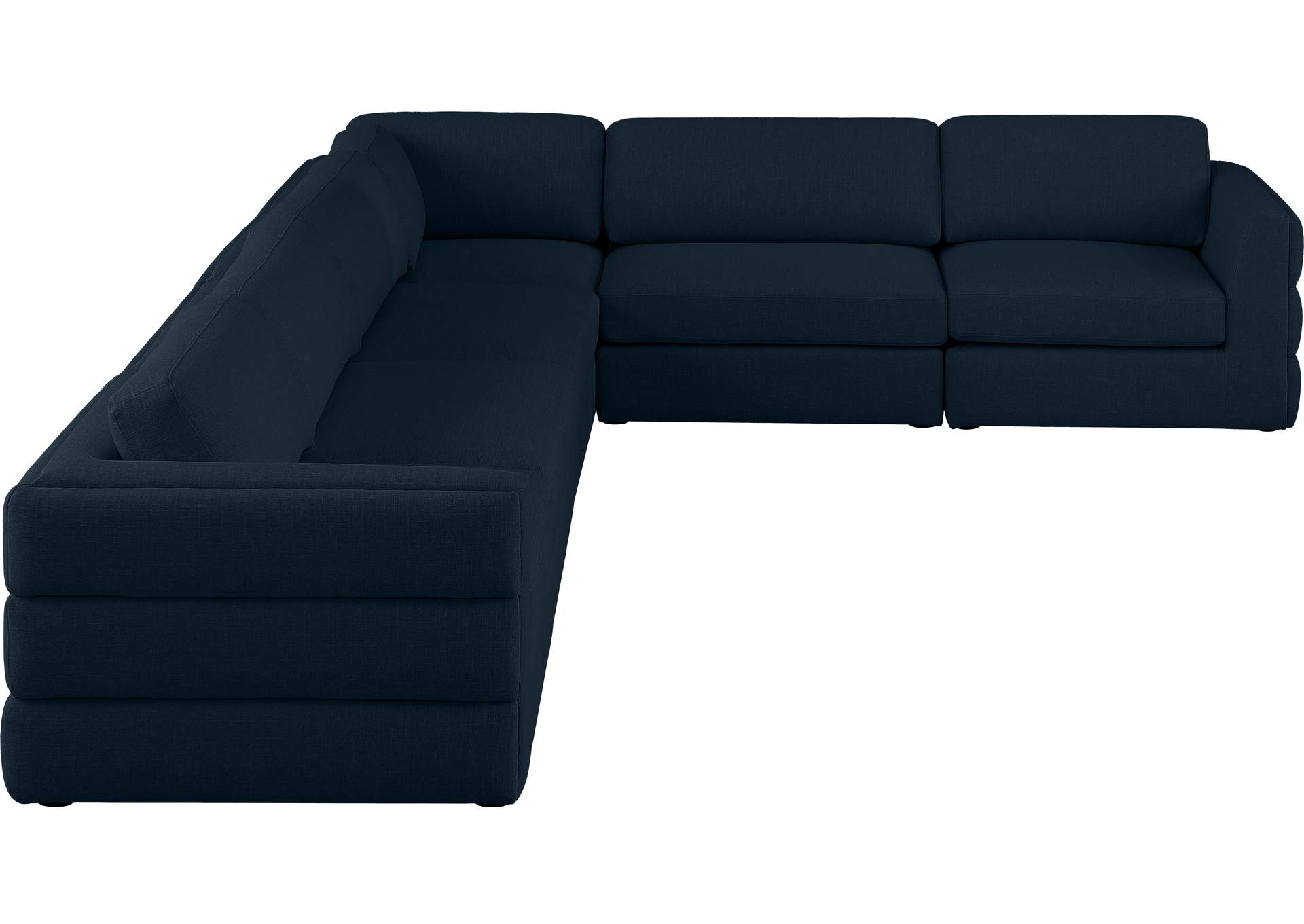 Beckham Navy Durable Linen Textured Fabric Modular Sectional