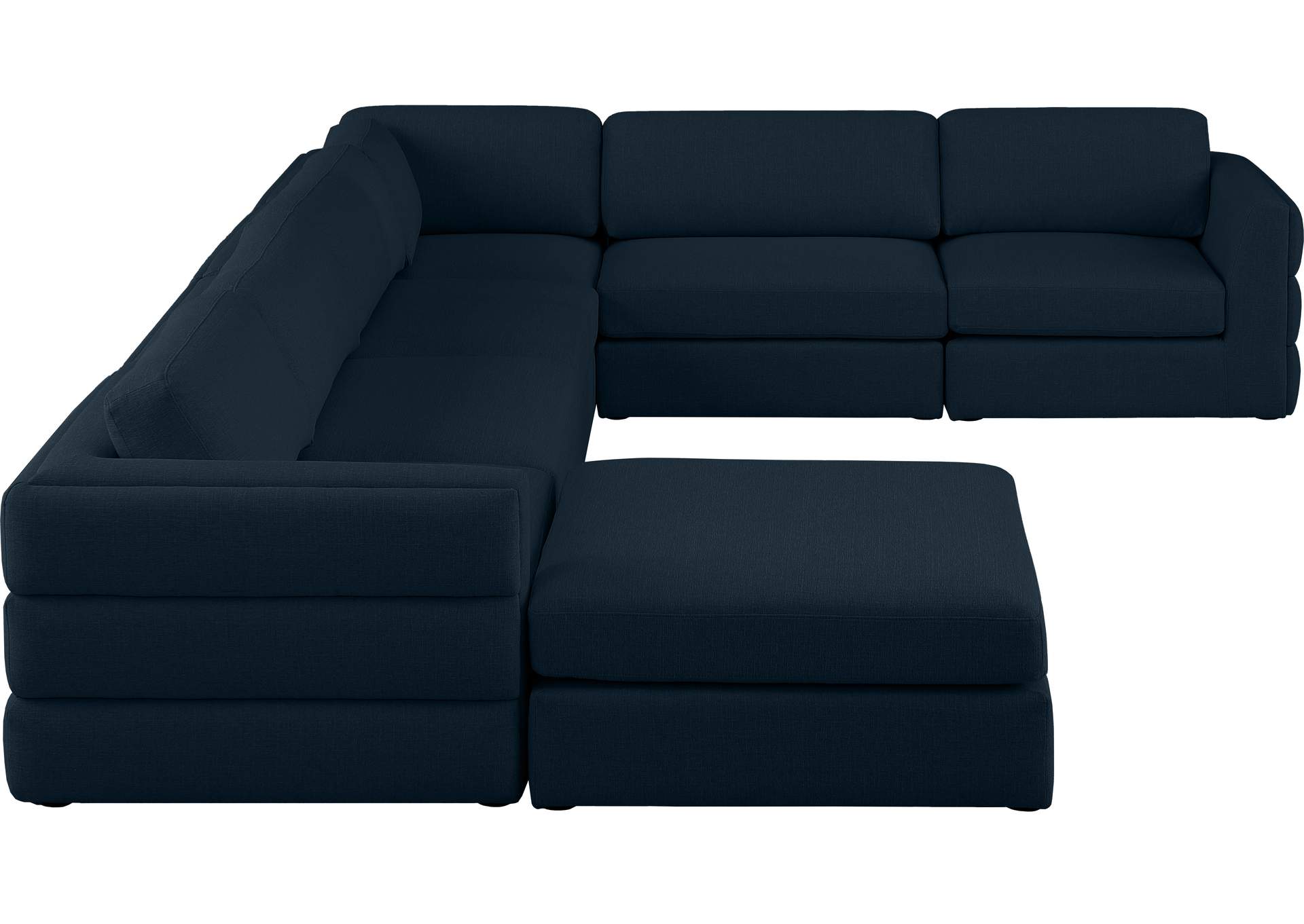 Beckham Navy Durable Linen Textured Fabric Modular Sectional