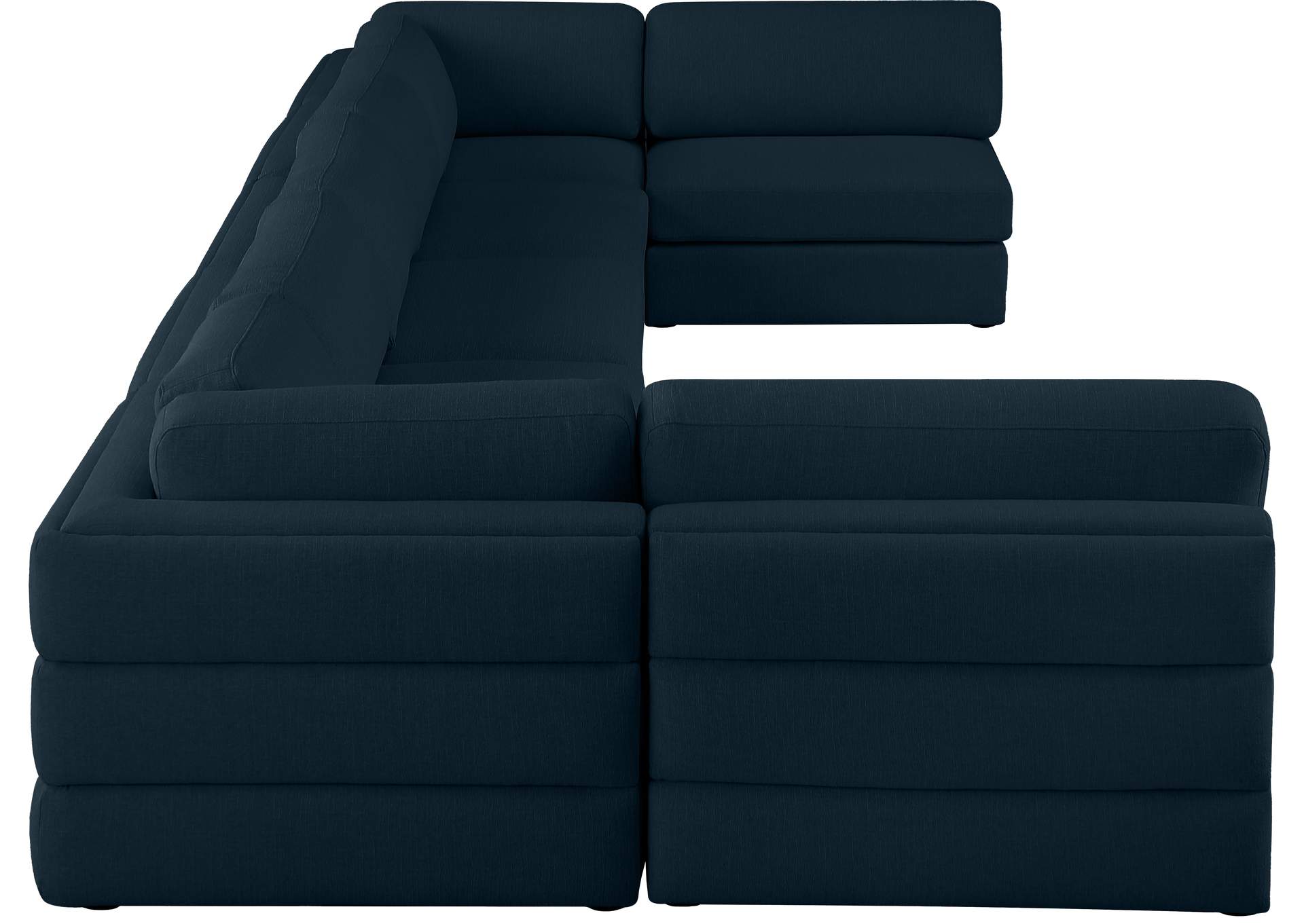 Beckham Navy Durable Linen Textured Fabric Modular Sectional