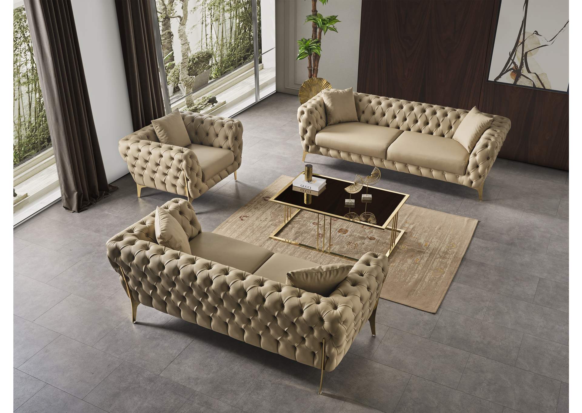 Aurora Beige Vegan Leather Chair