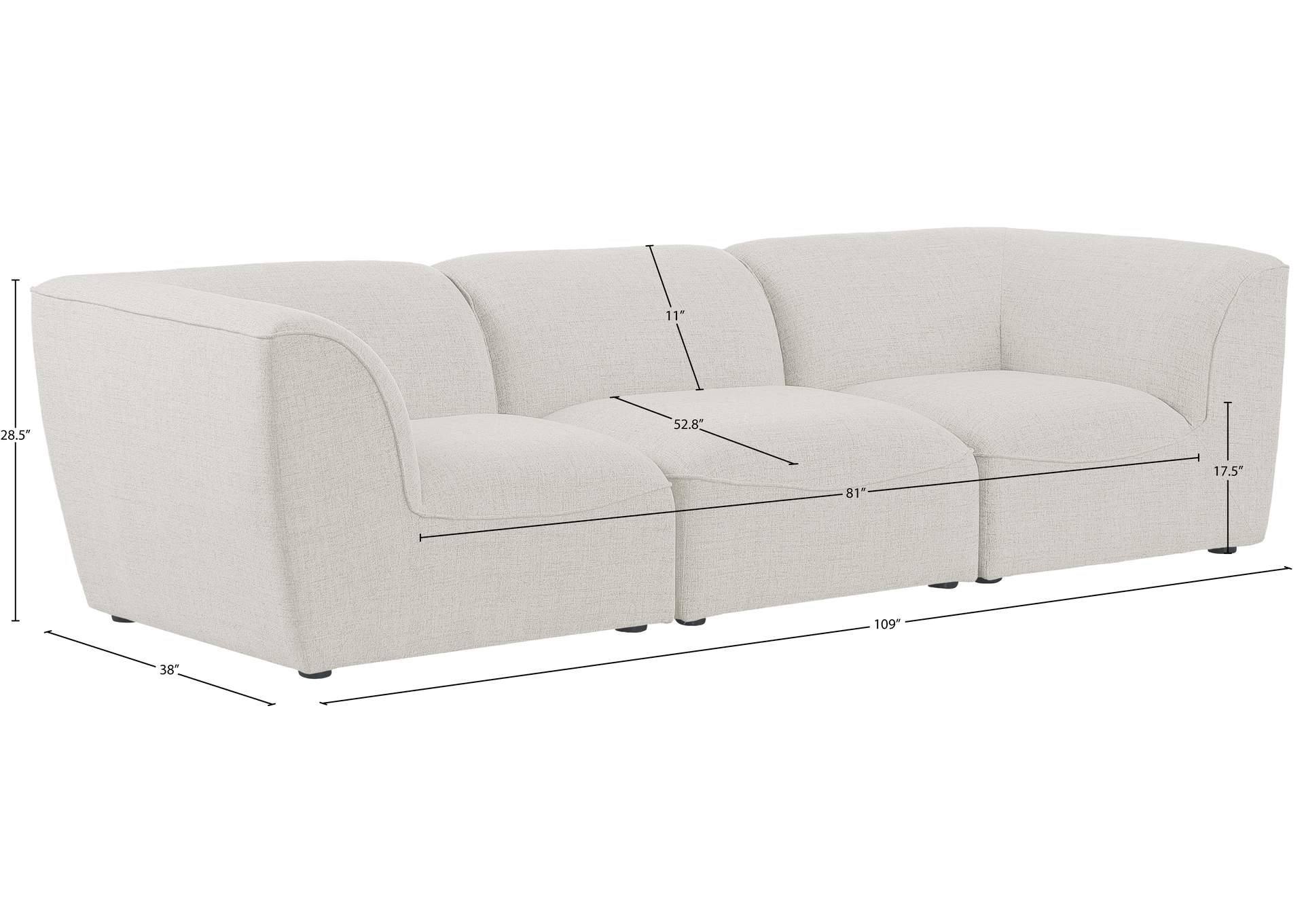 Miramar Cream Durable Linen Textured Modular Sofa
