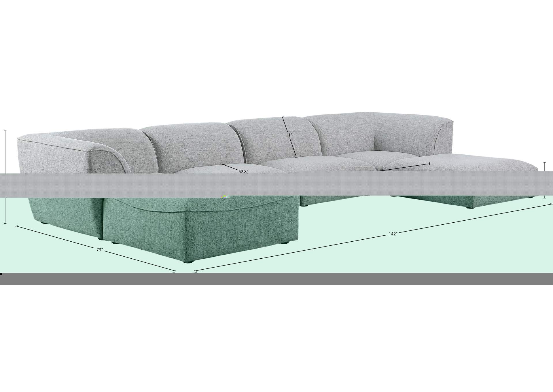 Miramar Grey Durable Linen Textured Modular Sectional