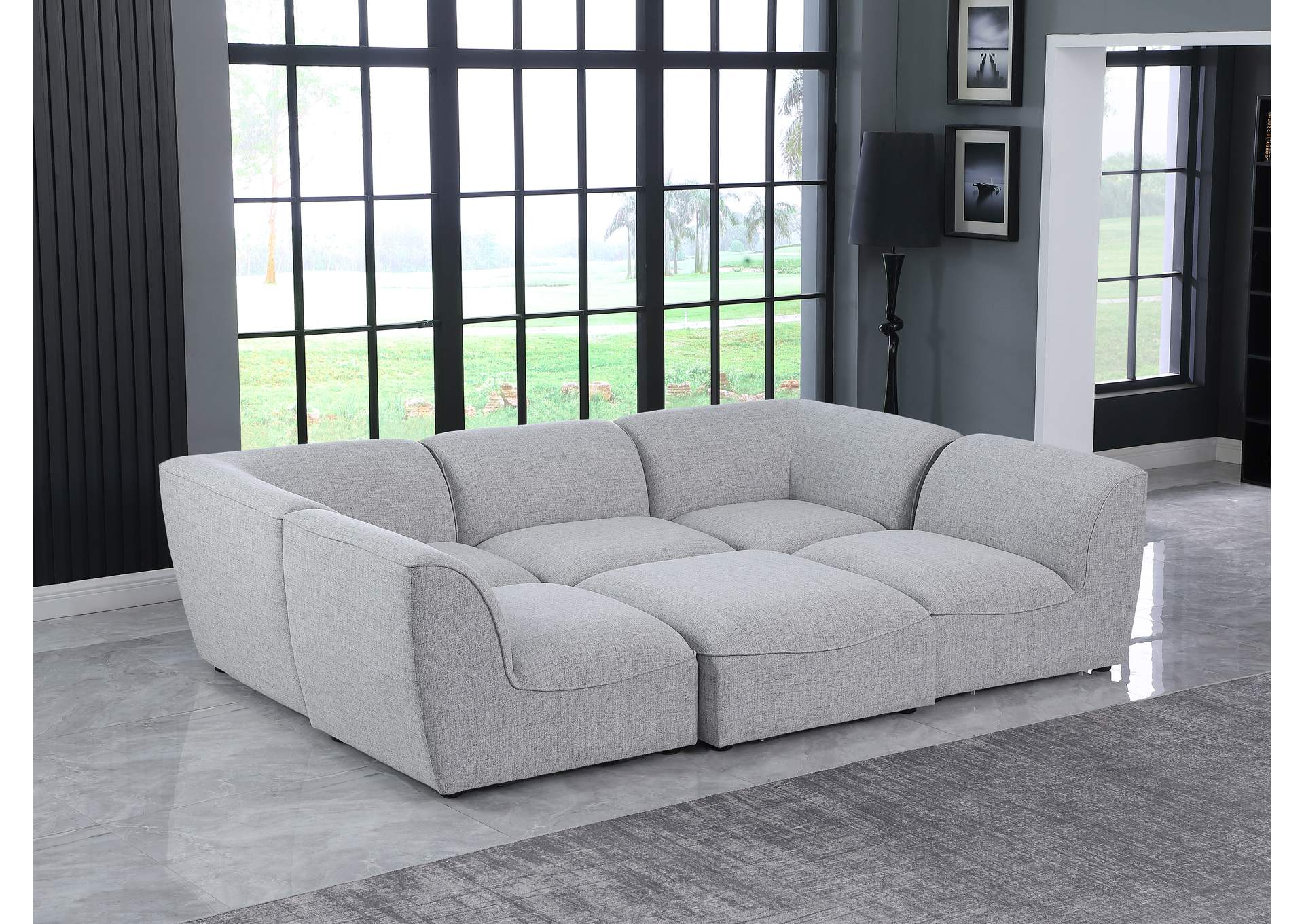 Miramar Grey Durable Linen Textured Modular Sectional