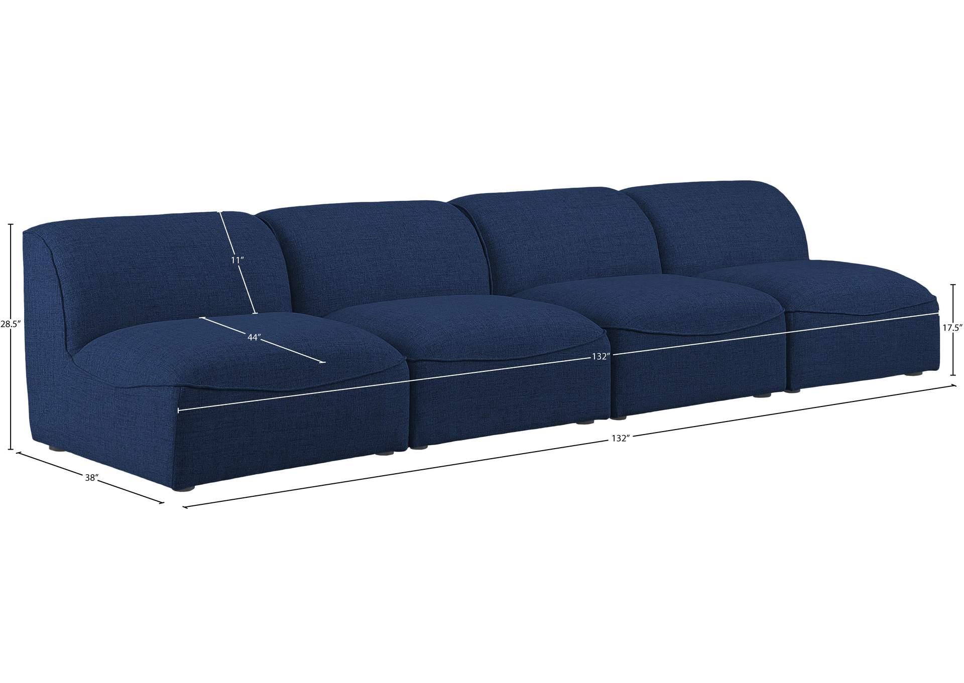 Miramar Navy Durable Linen Textured Modular Sofa
