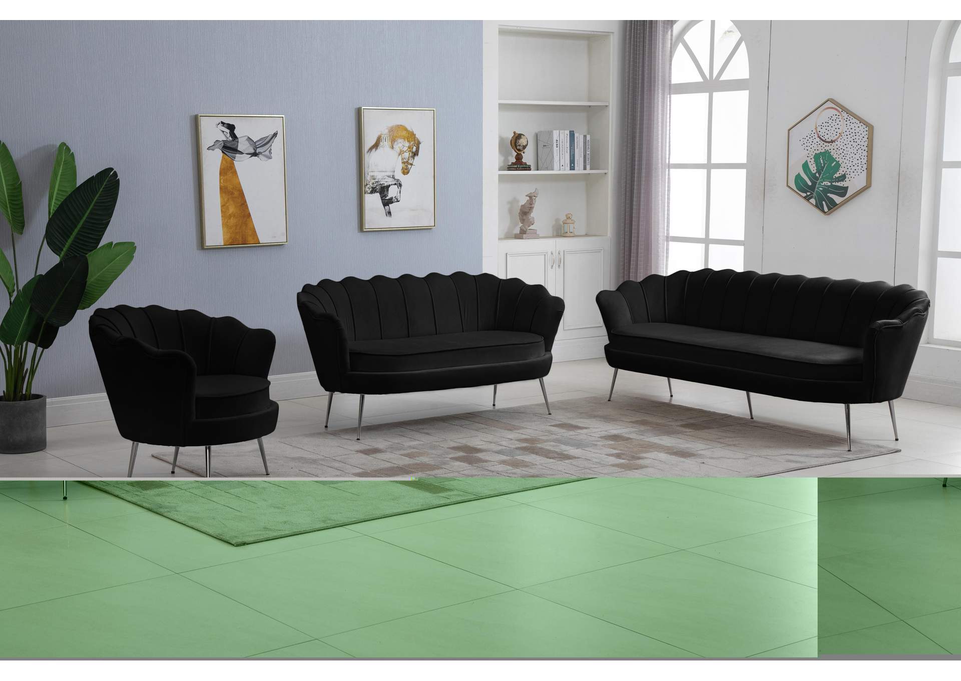 Gardenia Black Velvet Chair