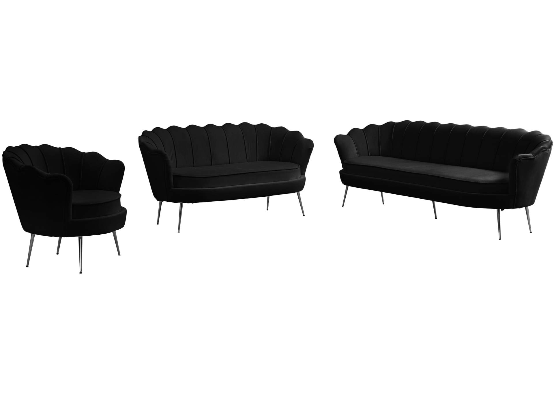 Gardenia Black Velvet Loveseat