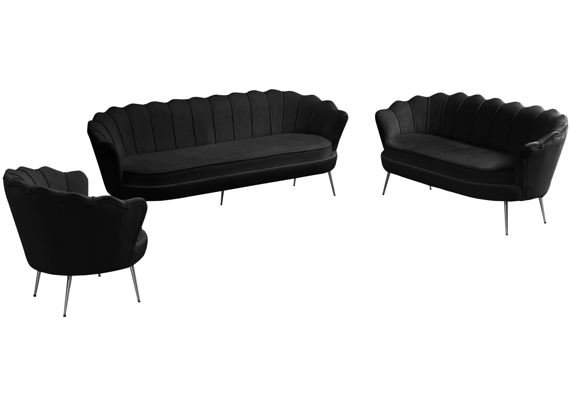 Gardenia Black Velvet Loveseat