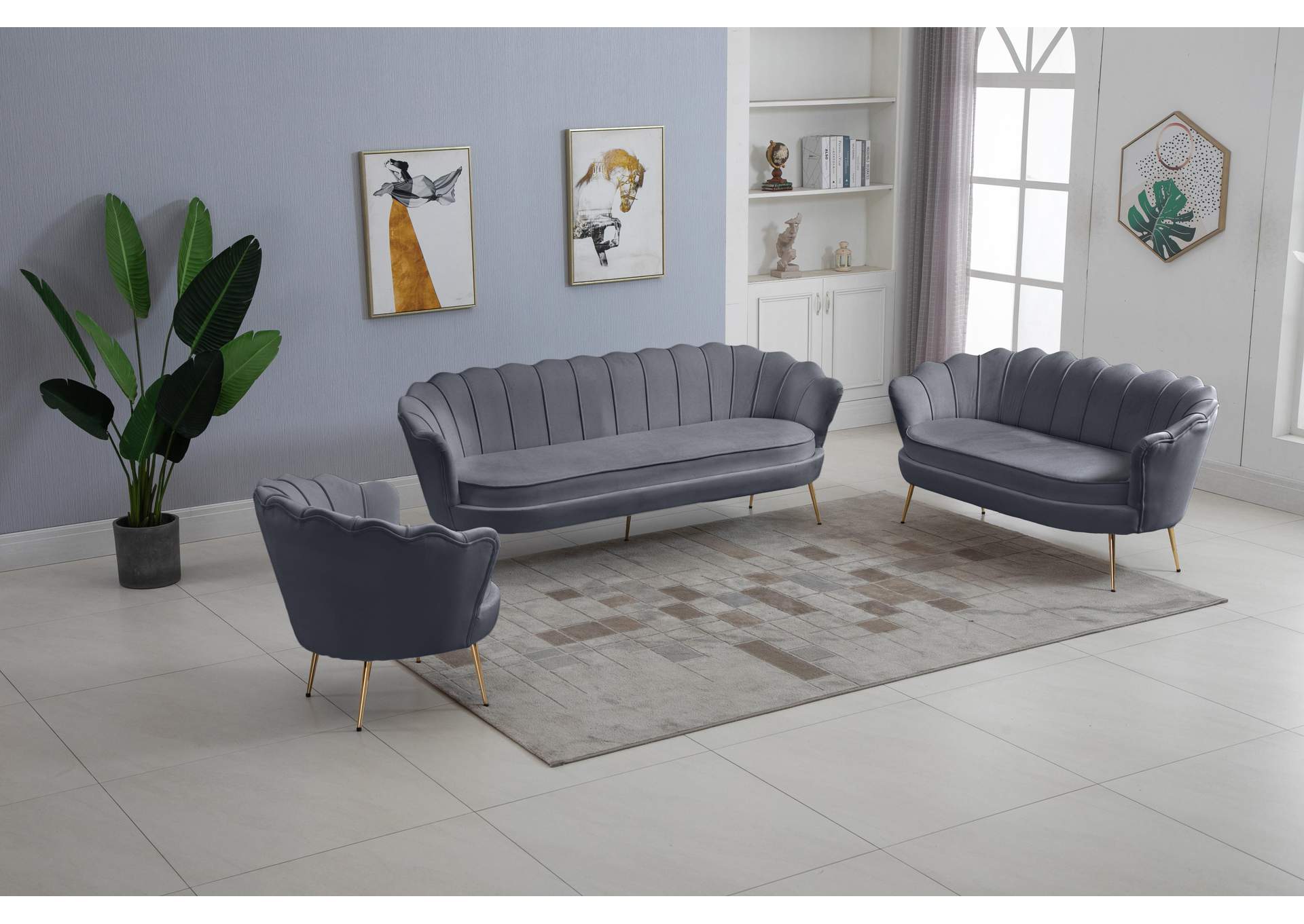 Gardenia Grey Velvet Chair
