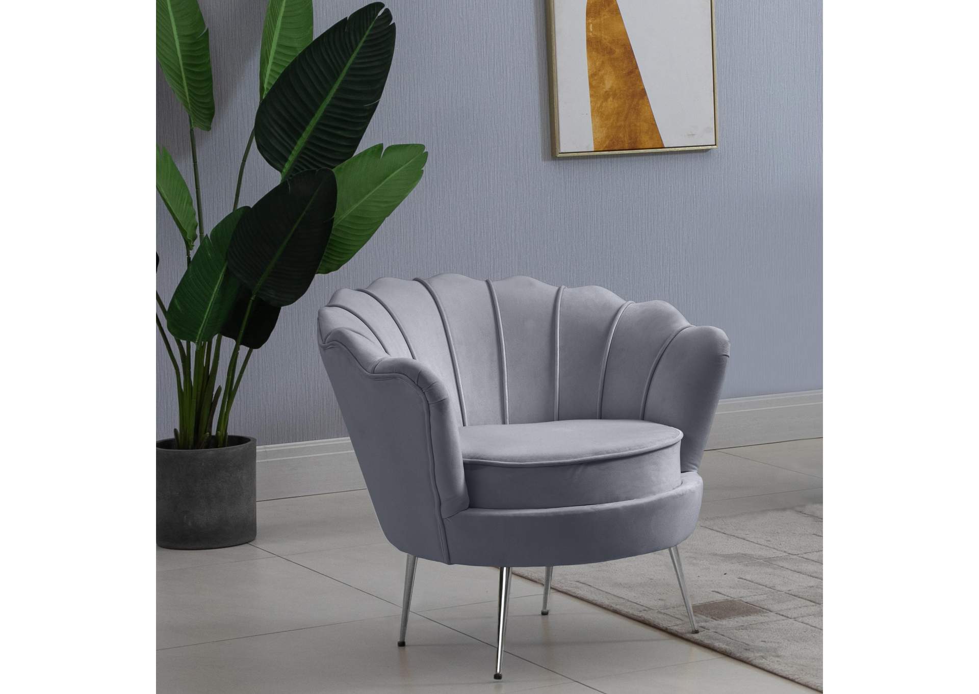 Gardenia Grey Velvet Chair