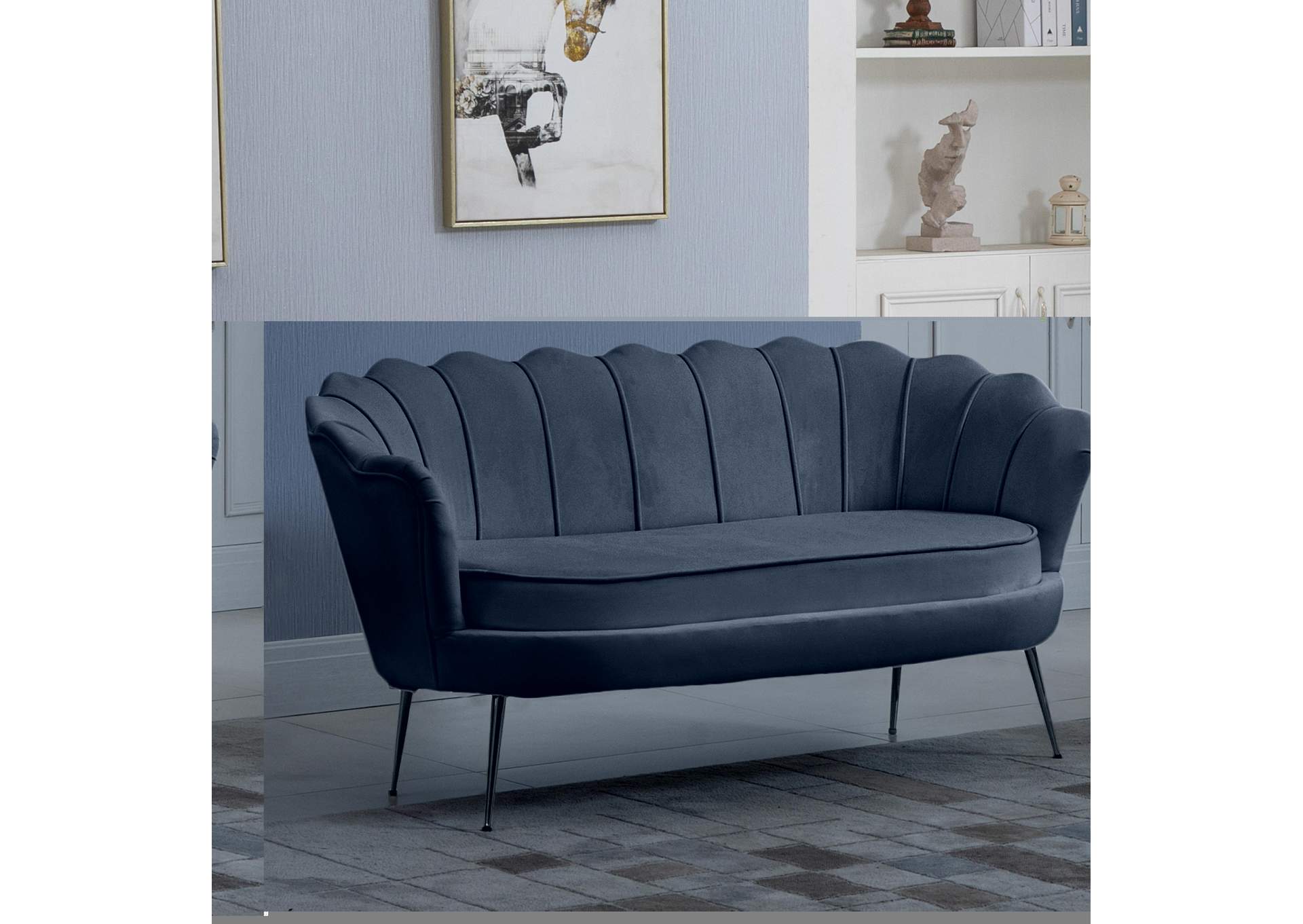 Gardenia Grey Velvet Loveseat