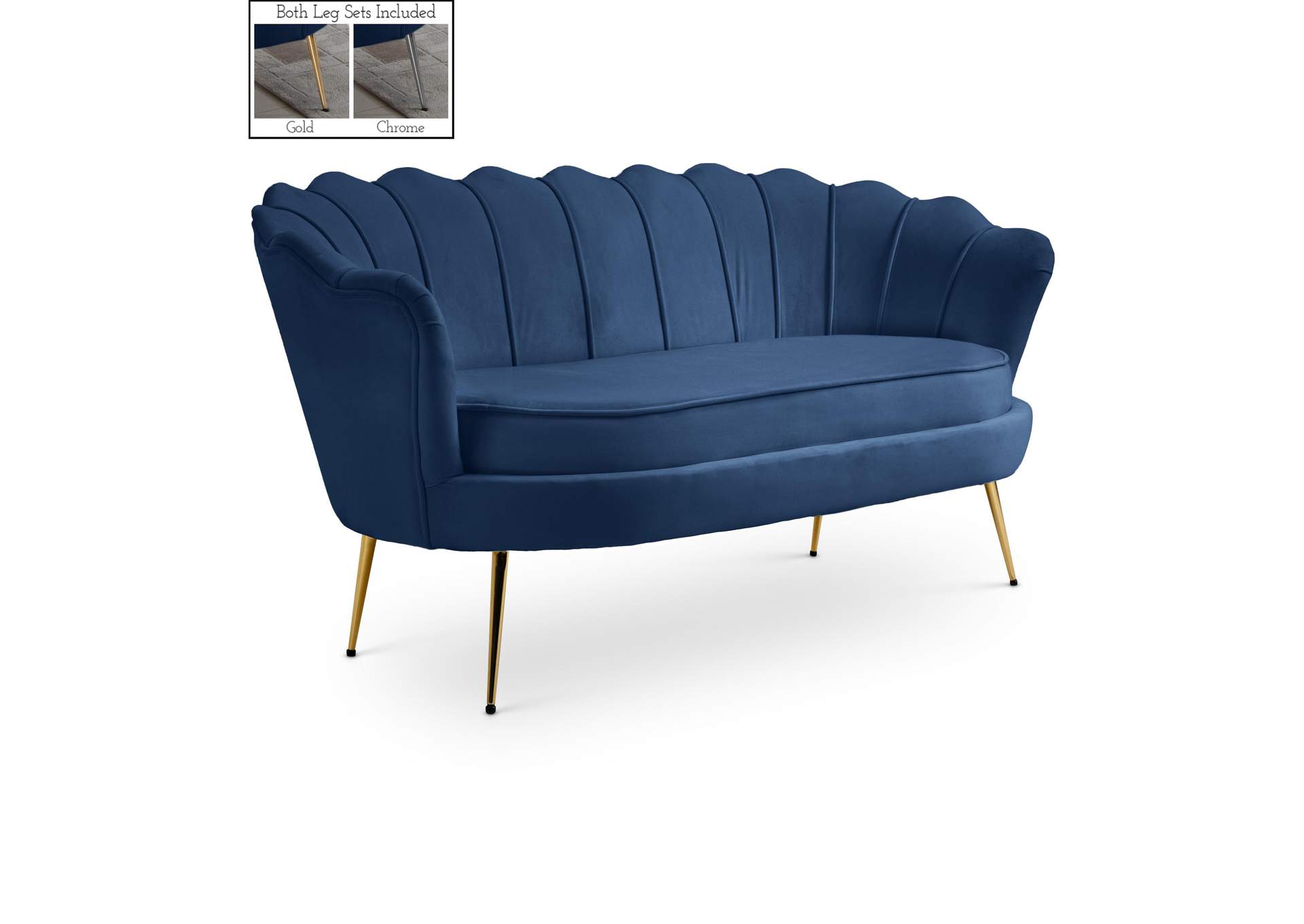 Gardenia Navy Velvet Loveseat
