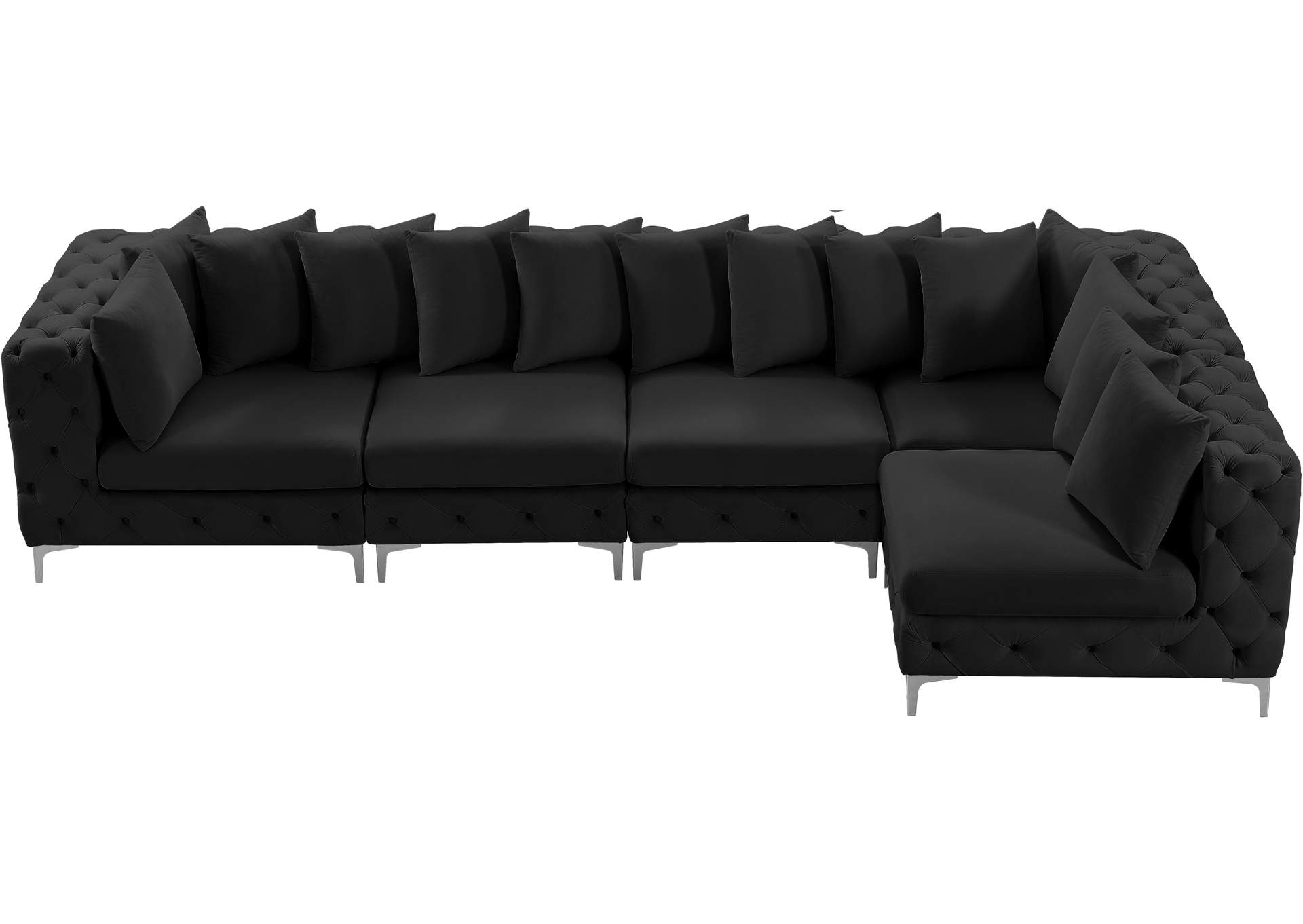 Tremblay Black Velvet Modular Sectional