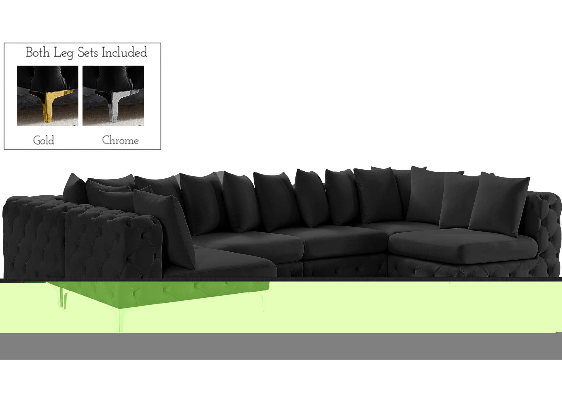 Tremblay Black Velvet Modular Sectional