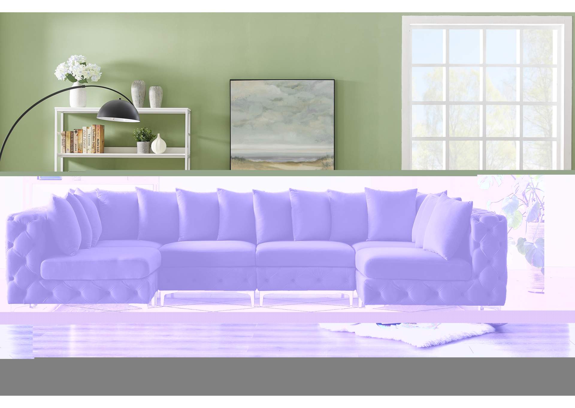 Tremblay Black Velvet Modular Sectional