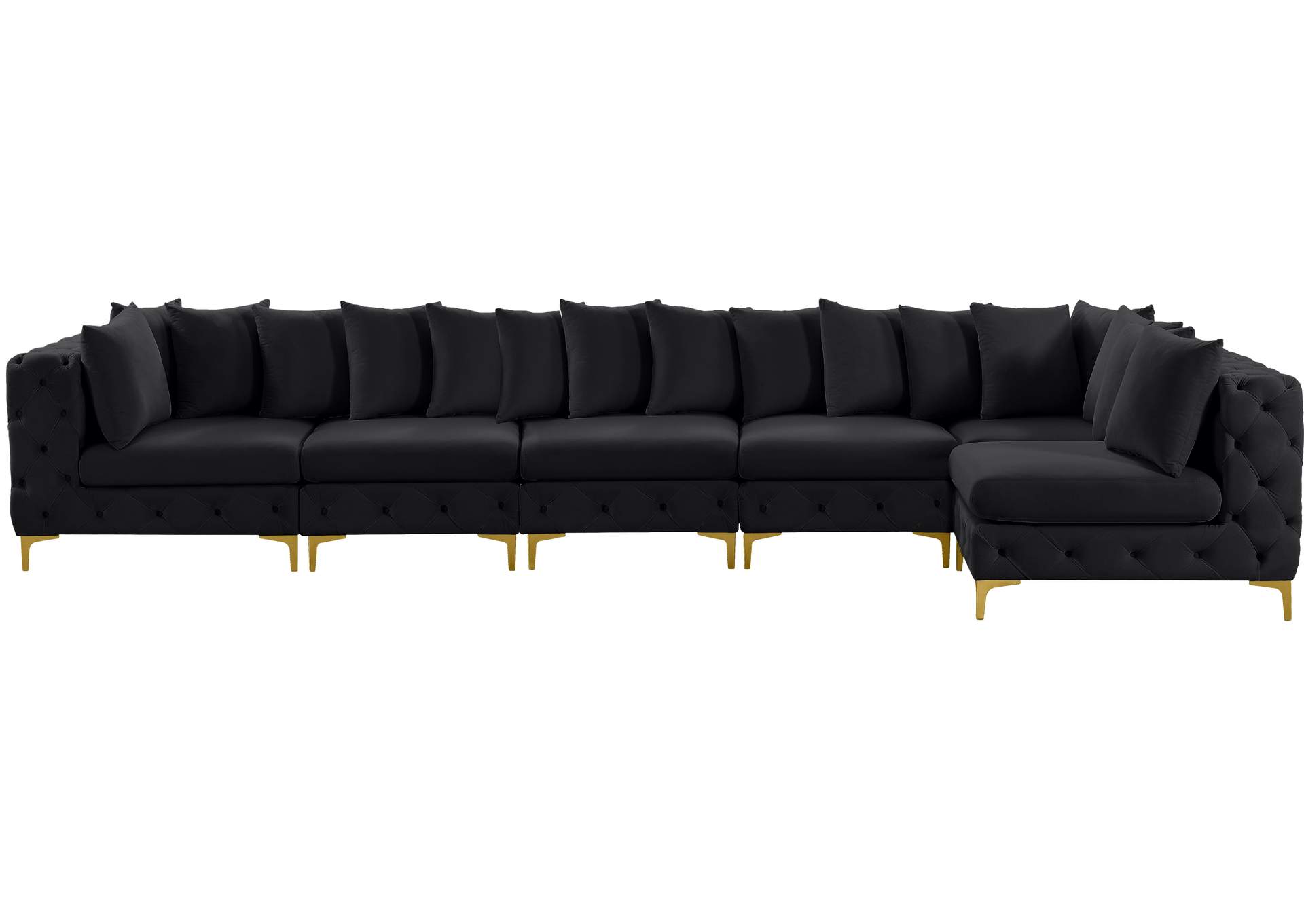 Tremblay Black Velvet Modular Sectional