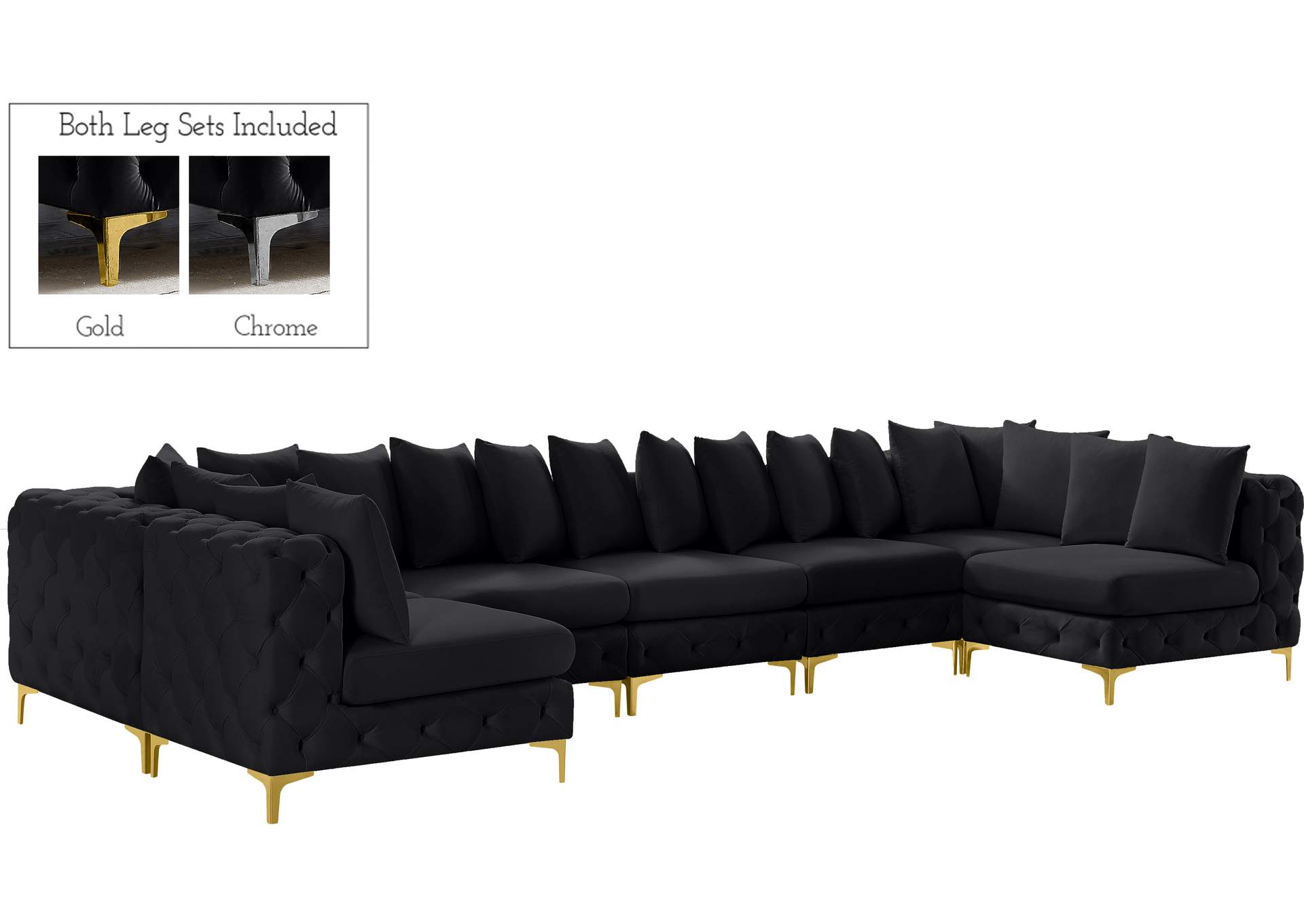 Tremblay Black Velvet Modular Sectional