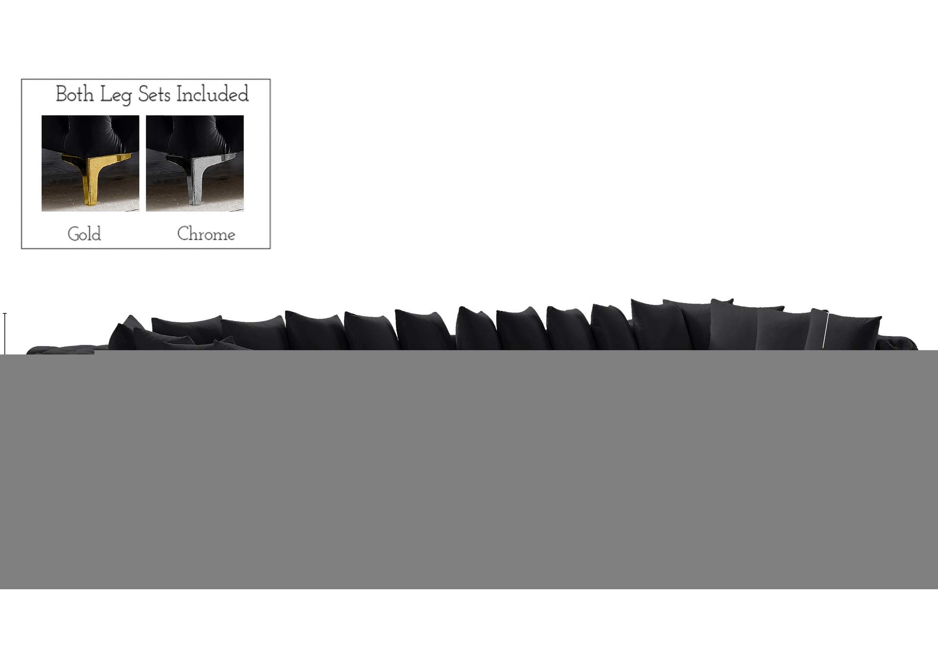 Tremblay Black Velvet Modular Sectional