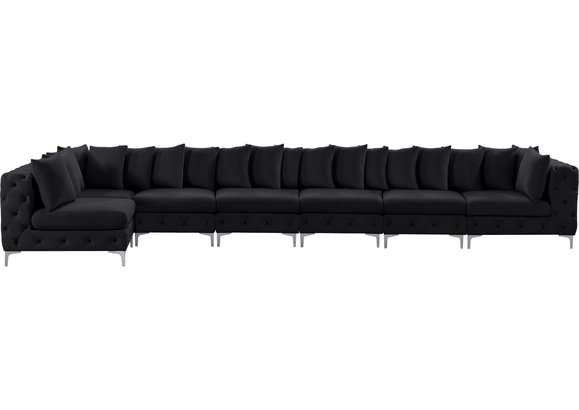 Tremblay Black Velvet Modular Sectional