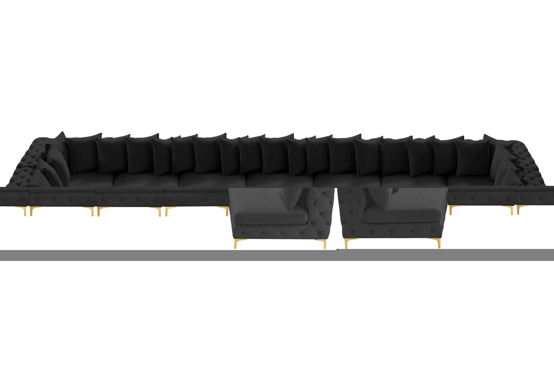 Tremblay Black Velvet Modular Sectional