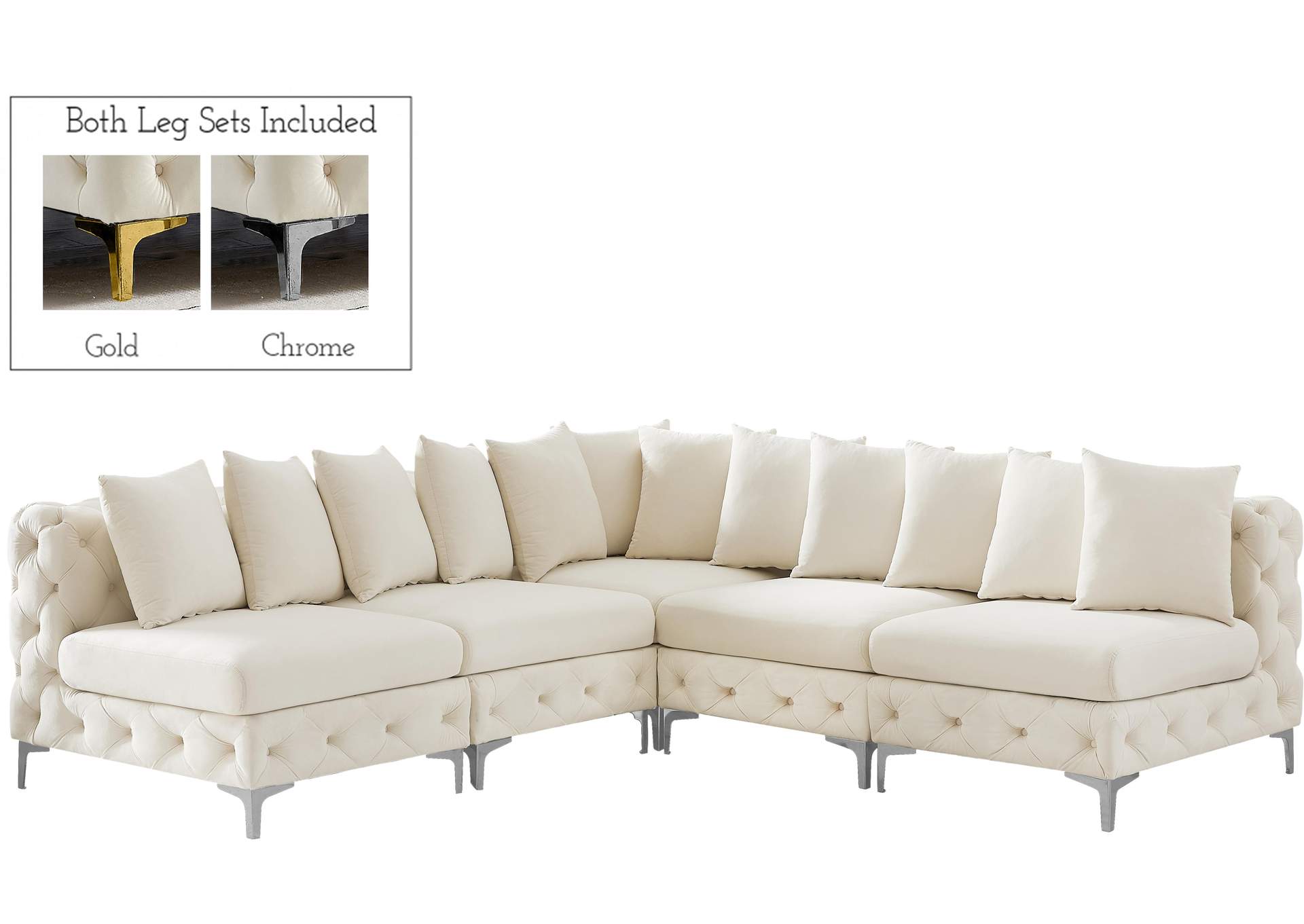 Tremblay Cream Velvet Modular Sectional