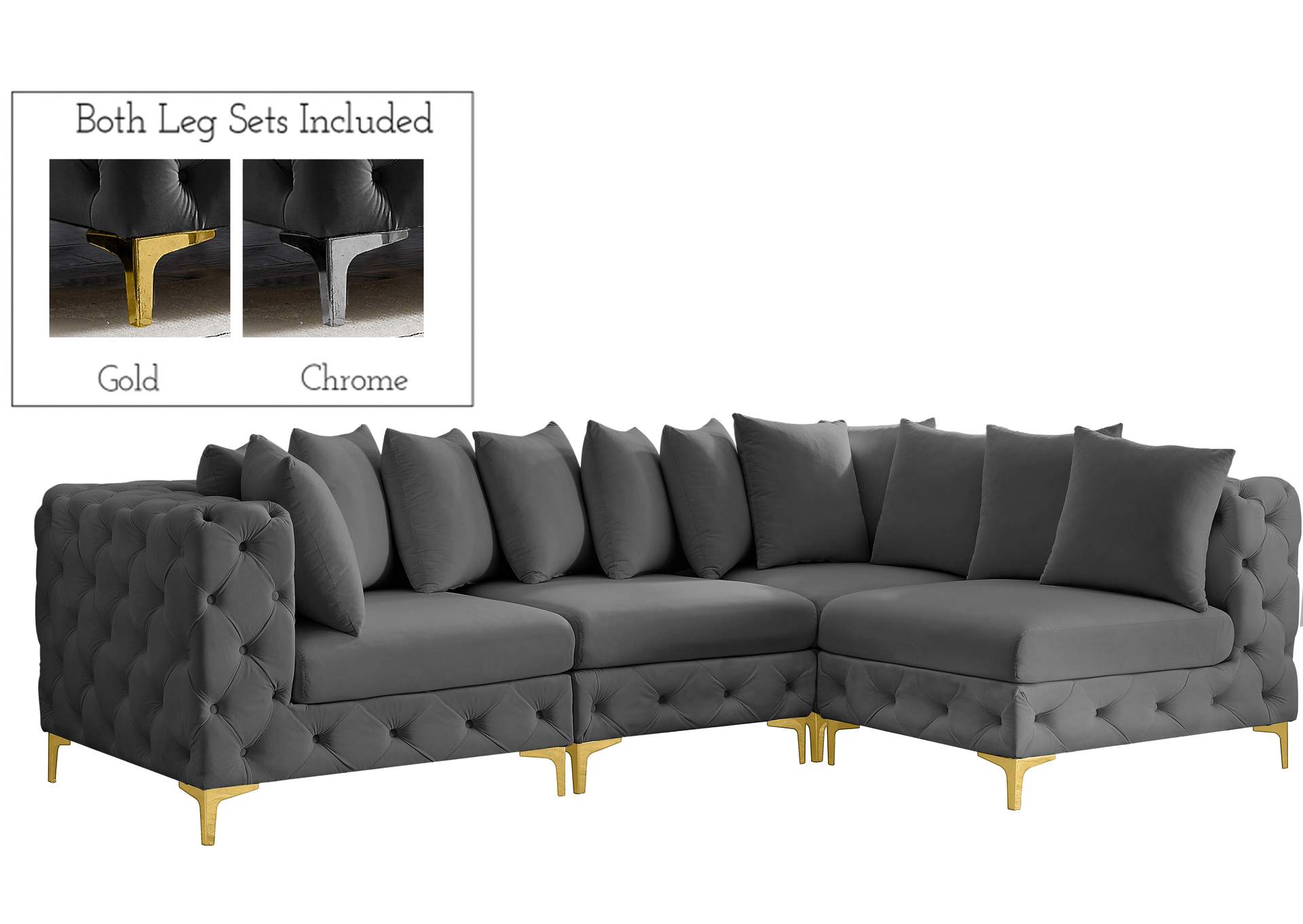 Tremblay Grey Velvet Modular Sectional