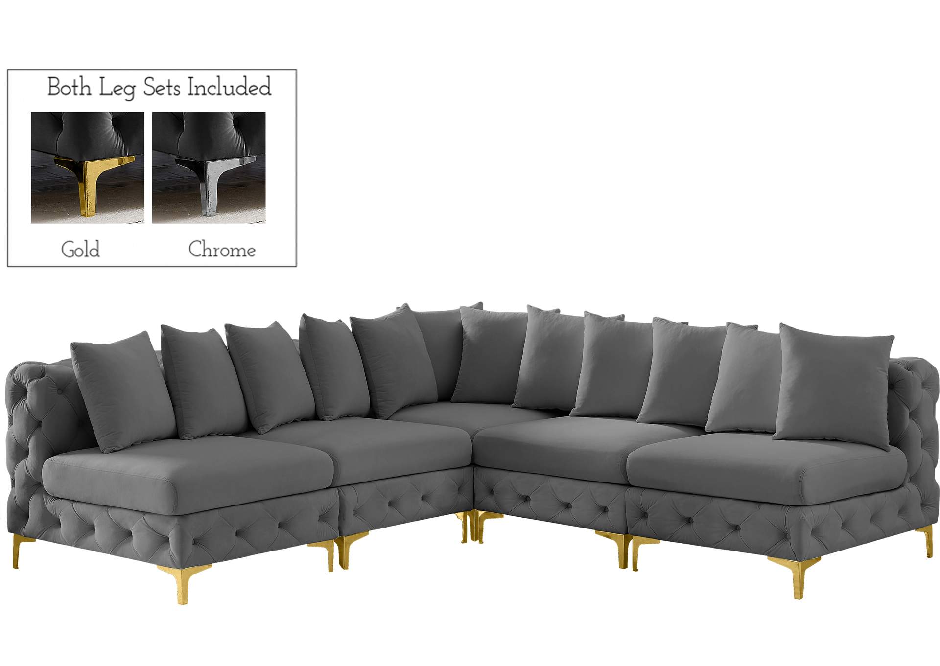 Tremblay Grey Velvet Modular Sectional