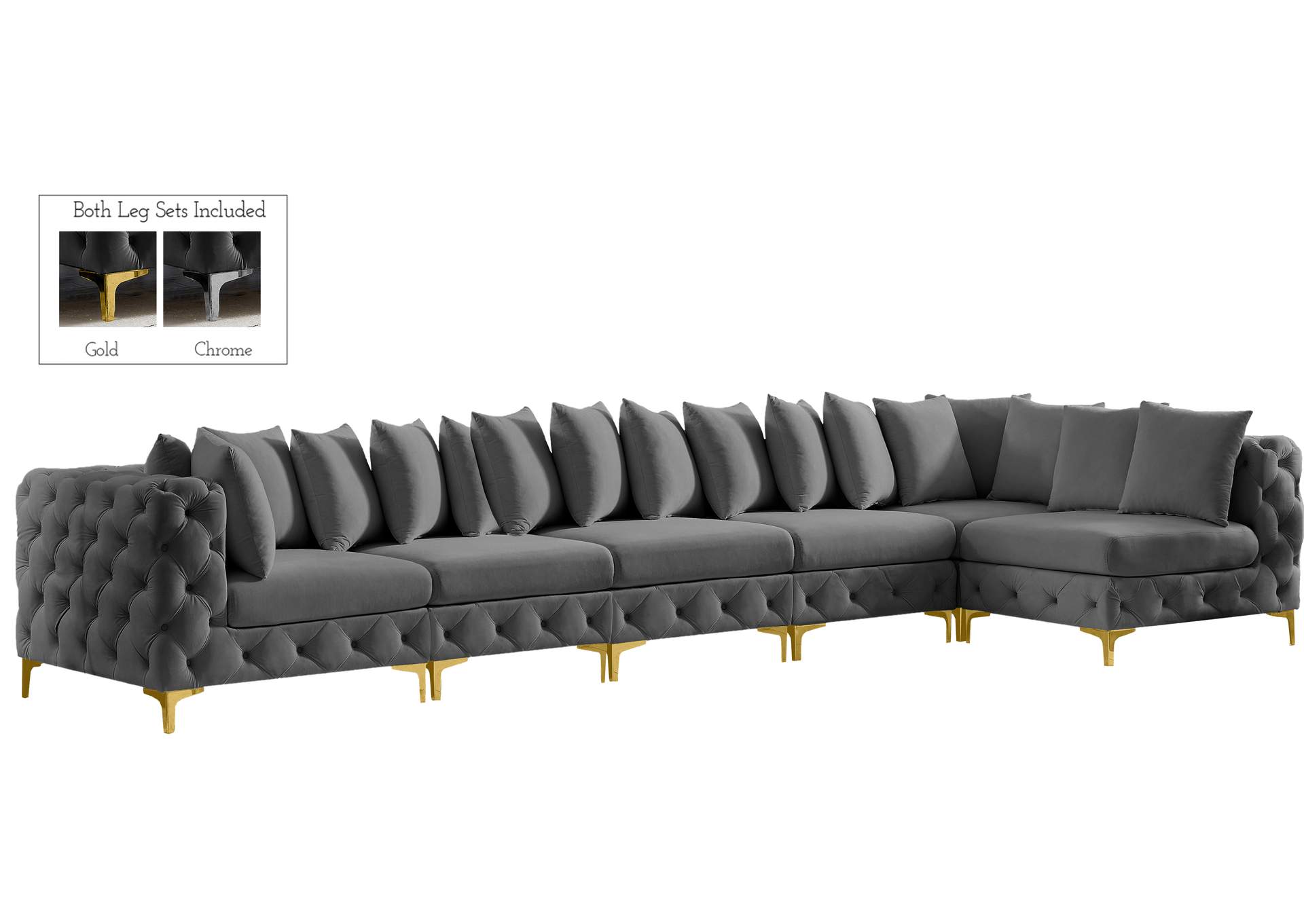Tremblay Grey Velvet Modular Sectional