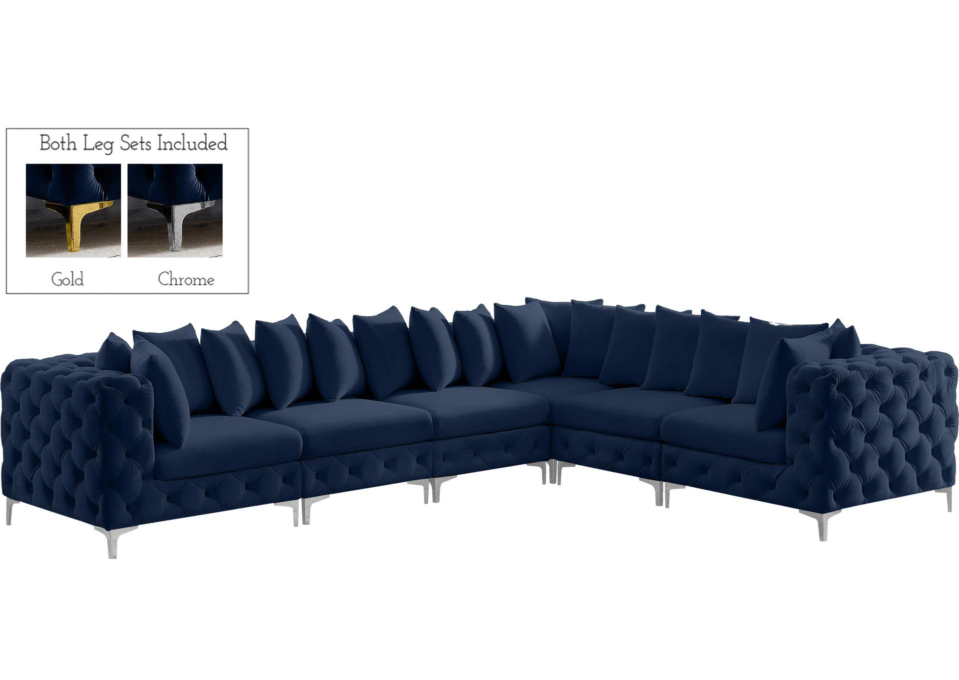 Tremblay Navy Velvet Modular Sectional
