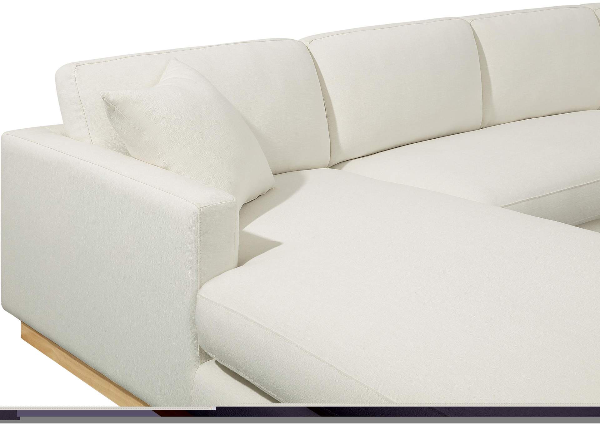 Johanna Cream Linen Textured Fabric 3 Piece Sectional (3 Boxes)