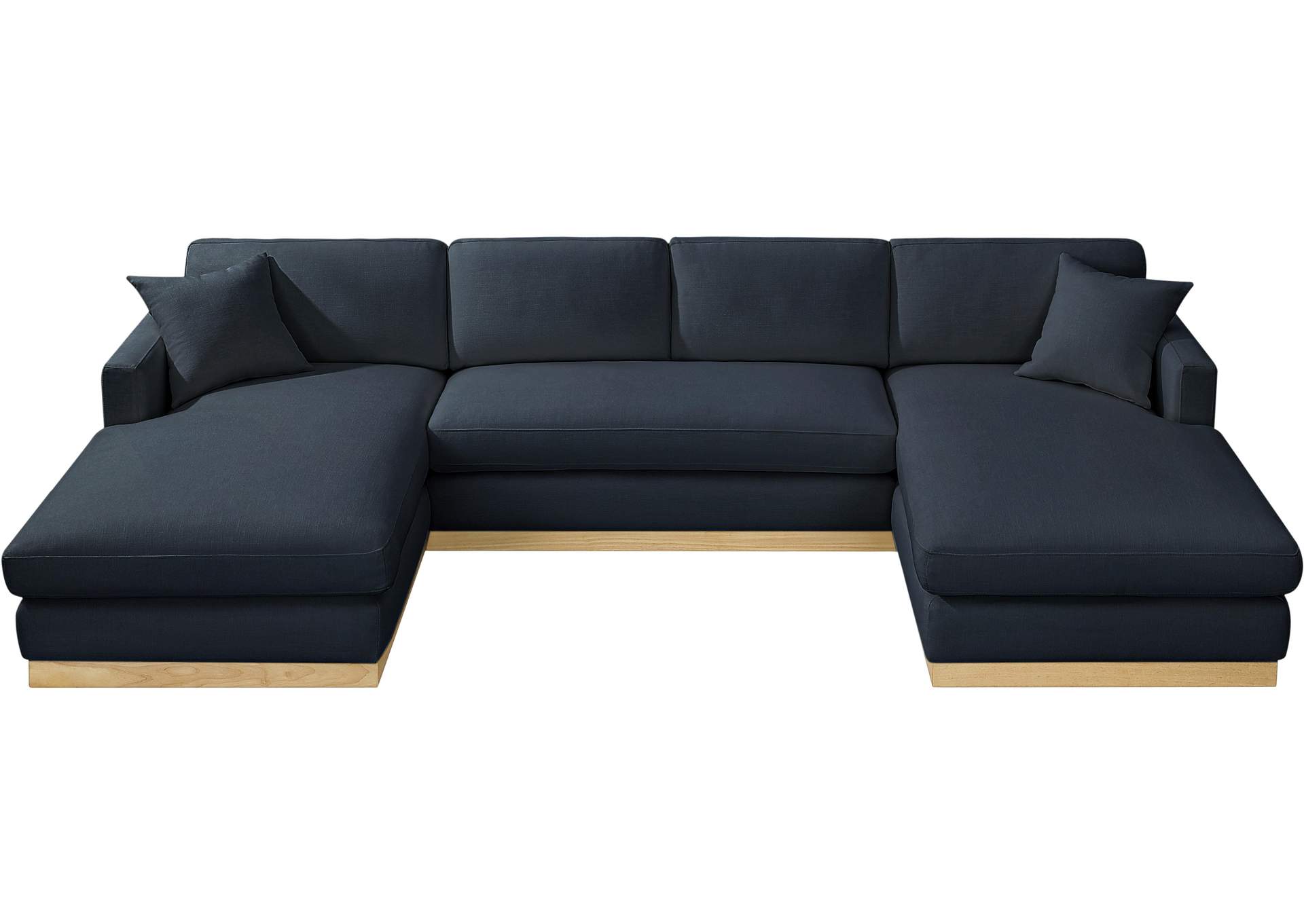 Johanna Navy Linen Textured Fabric 3 Piece Sectional (3 Boxes)