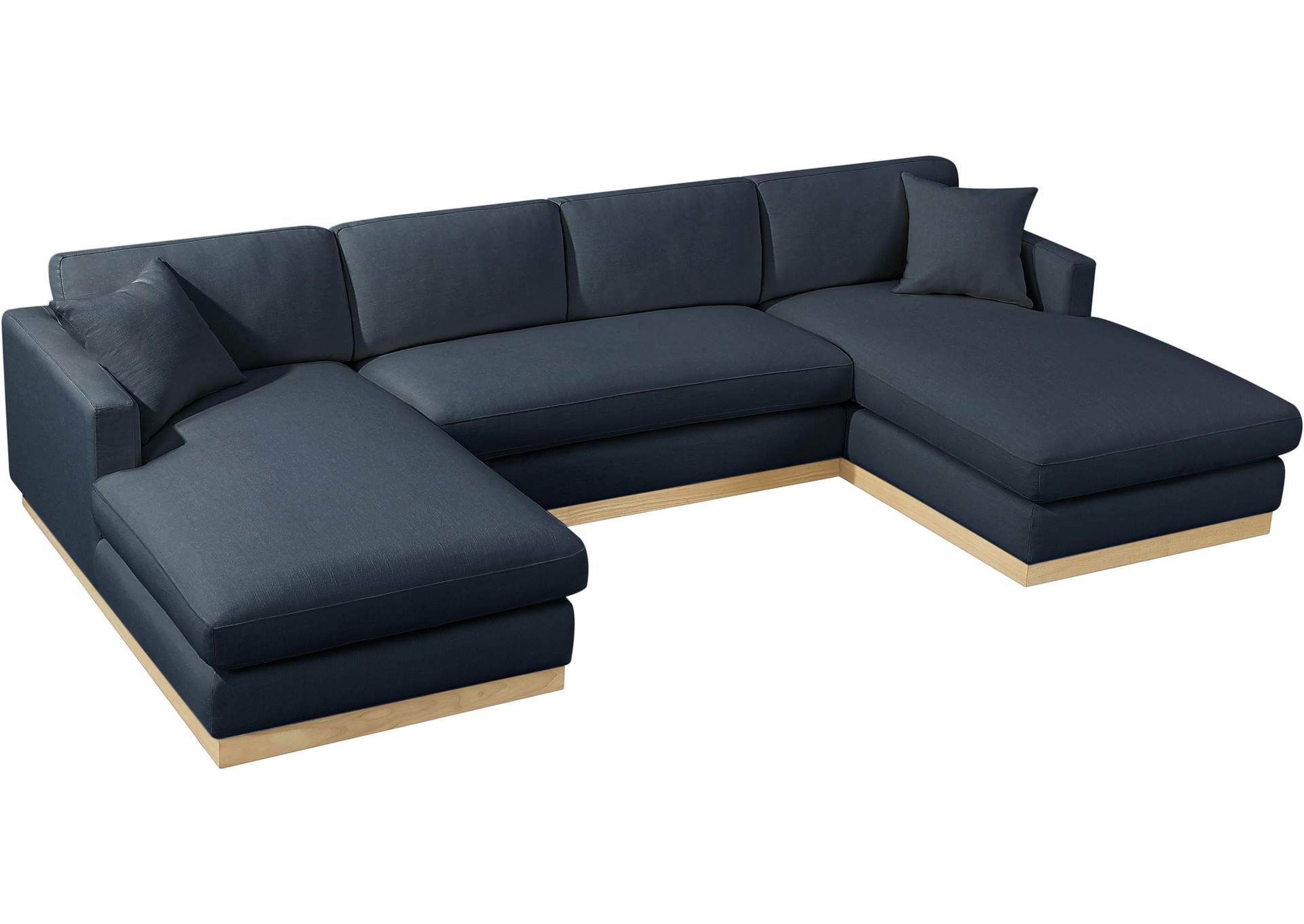 Johanna Navy Linen Textured Fabric 3 Piece Sectional (3 Boxes)