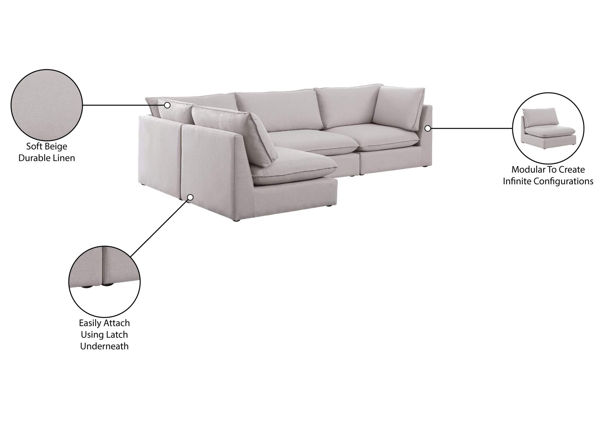Mackenzie Beige Durable Linen Textured Modular Sectional