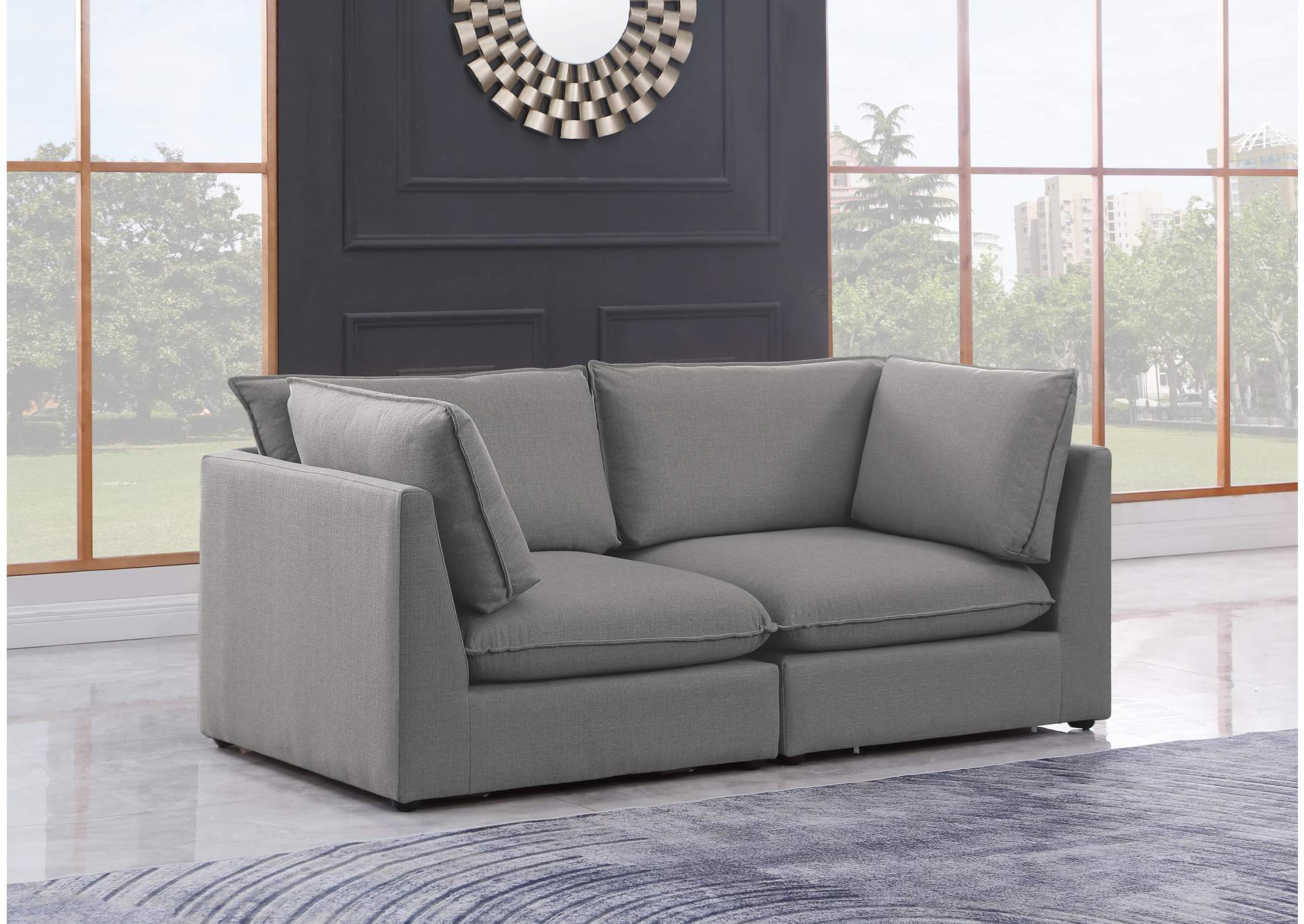 Mackenzie Grey Durable Linen Textured Modular Sofa
