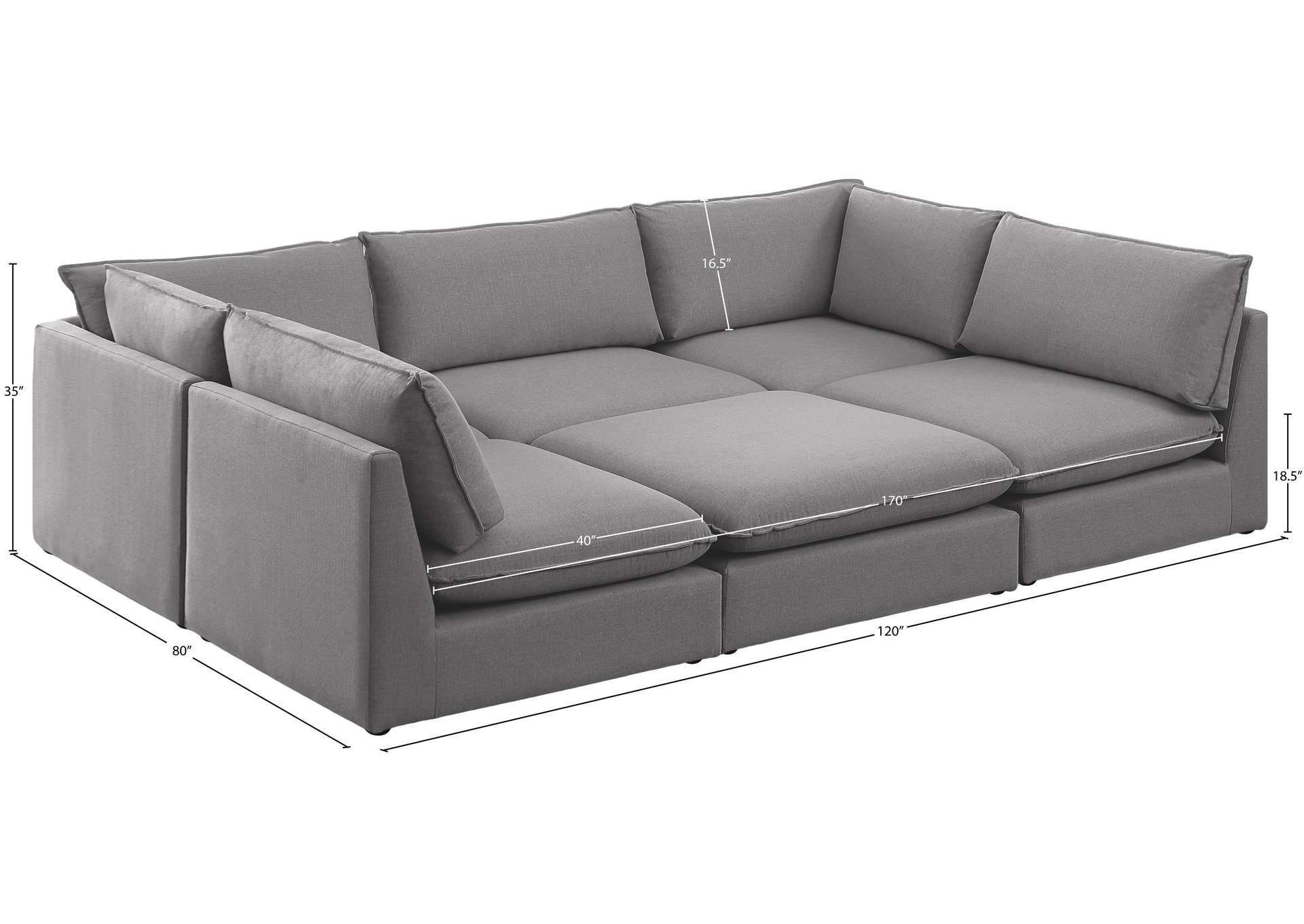 Mackenzie Grey Durable Linen Textured Modular Sectional