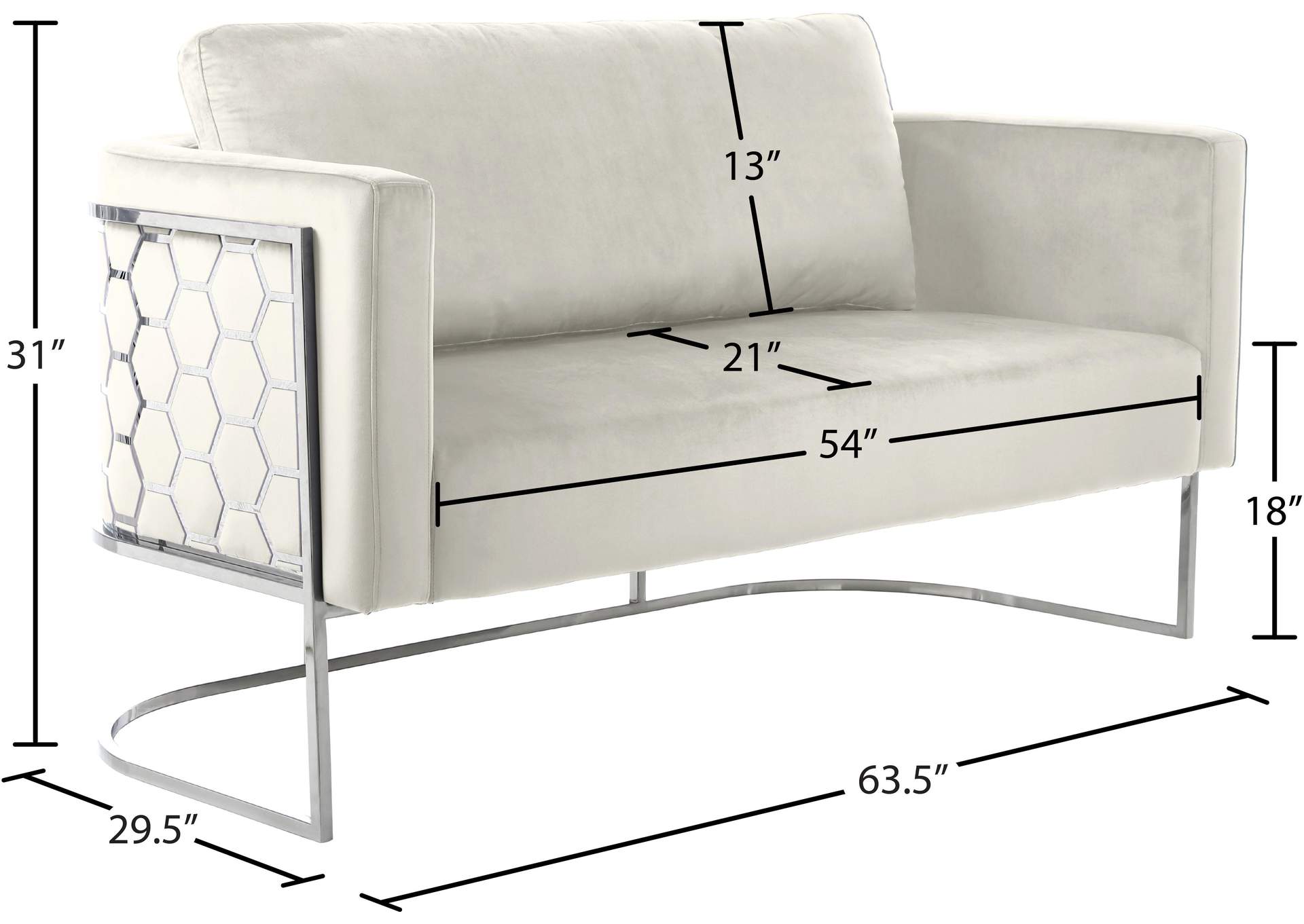 Casa Cream Velvet Loveseat