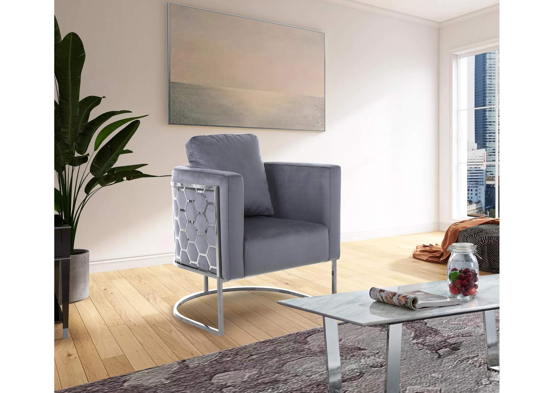 Casa Grey Velvet Chair