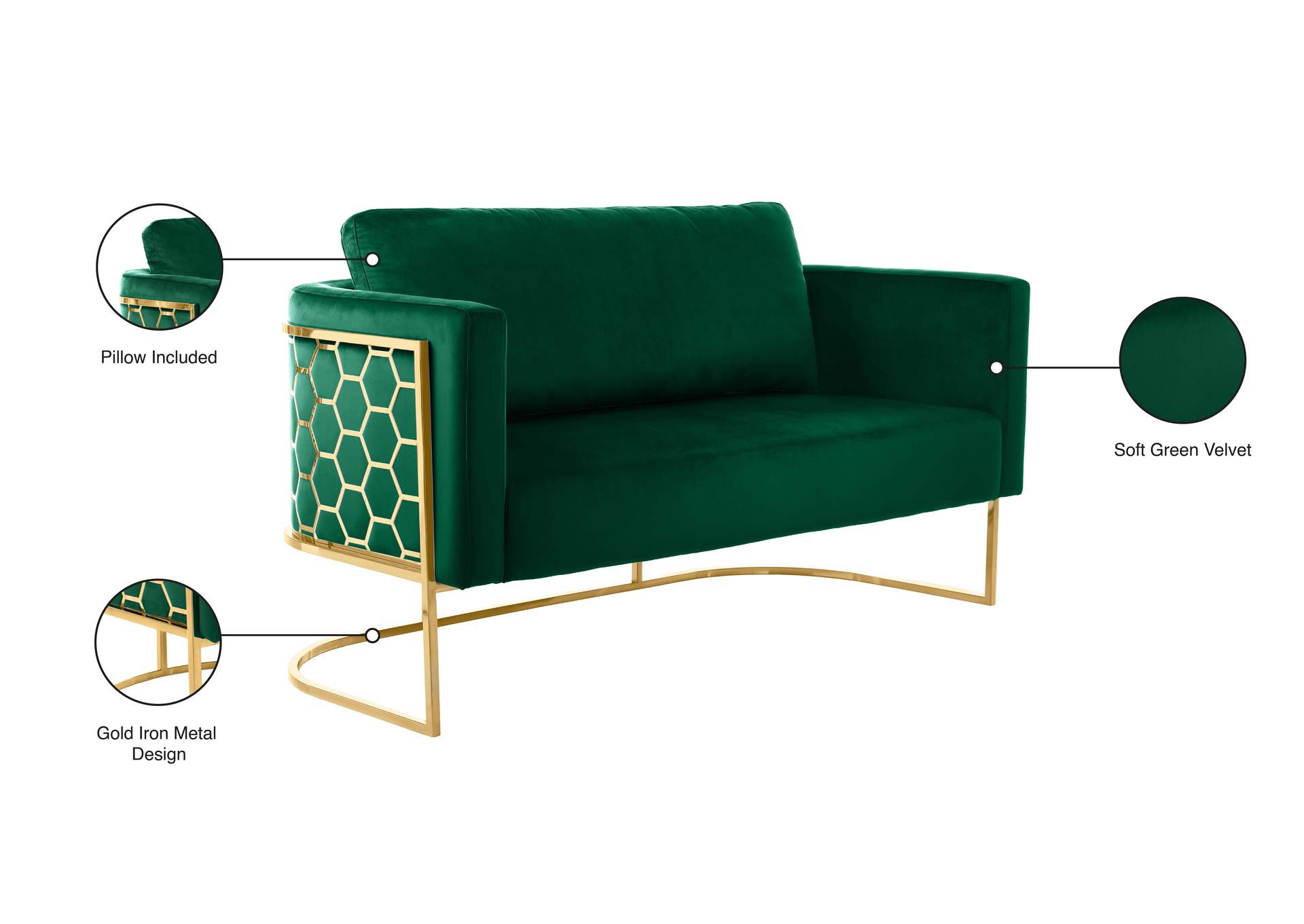 Casa Green Velvet Loveseat