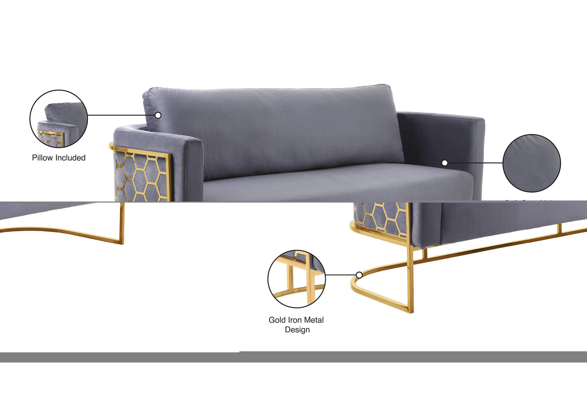 Casa Grey Velvet Sofa