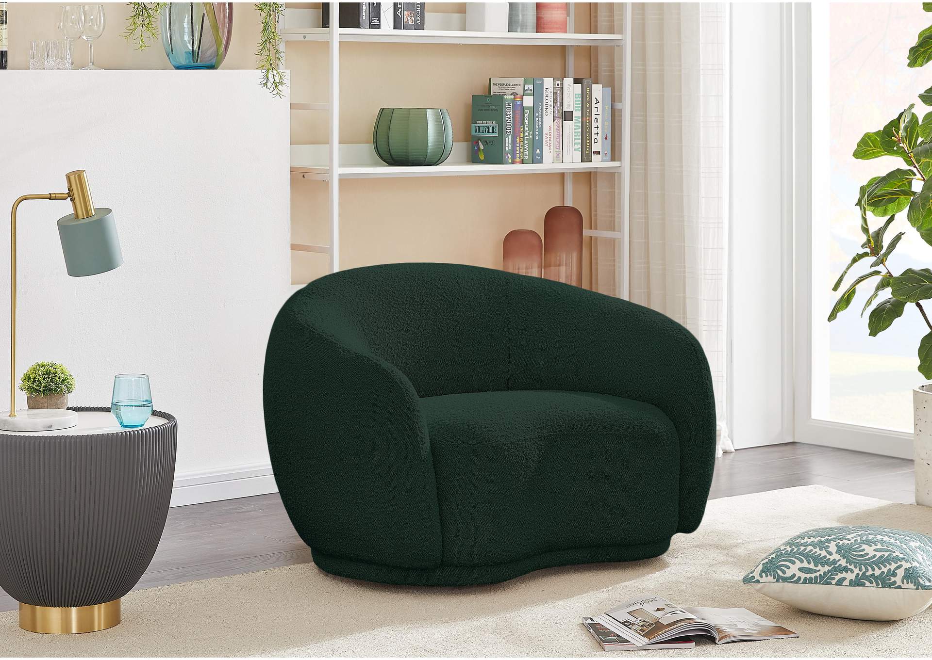 Hyde Green Boucle Fabric Chair