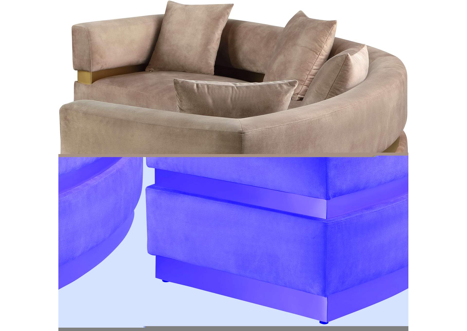 Belsa Beige Velvet 2 Piece Sectional