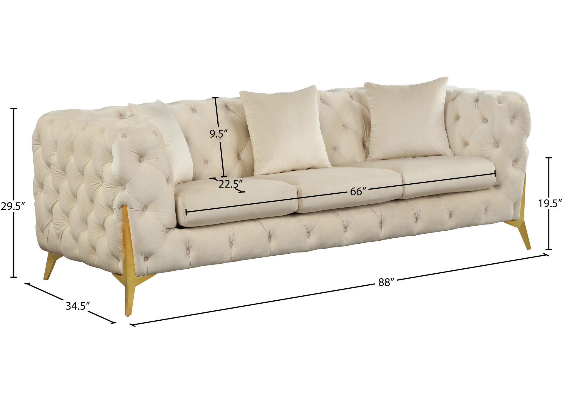 Kingdom Cream Velvet Sofa image 8
